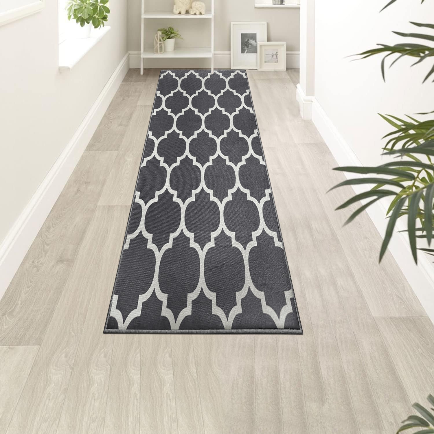 Grey Large Living Room Area Rug Trellis Design