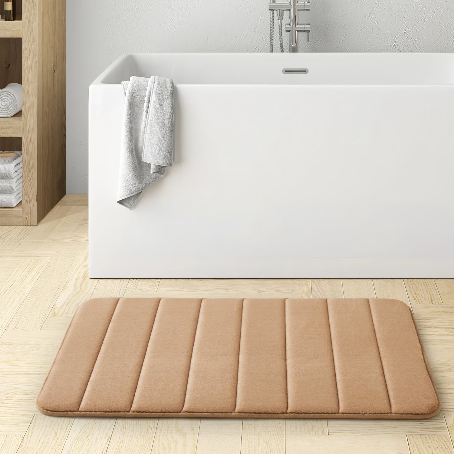 Memory Foam Bath Mat Ultra Absorbent Non-Slip Beige