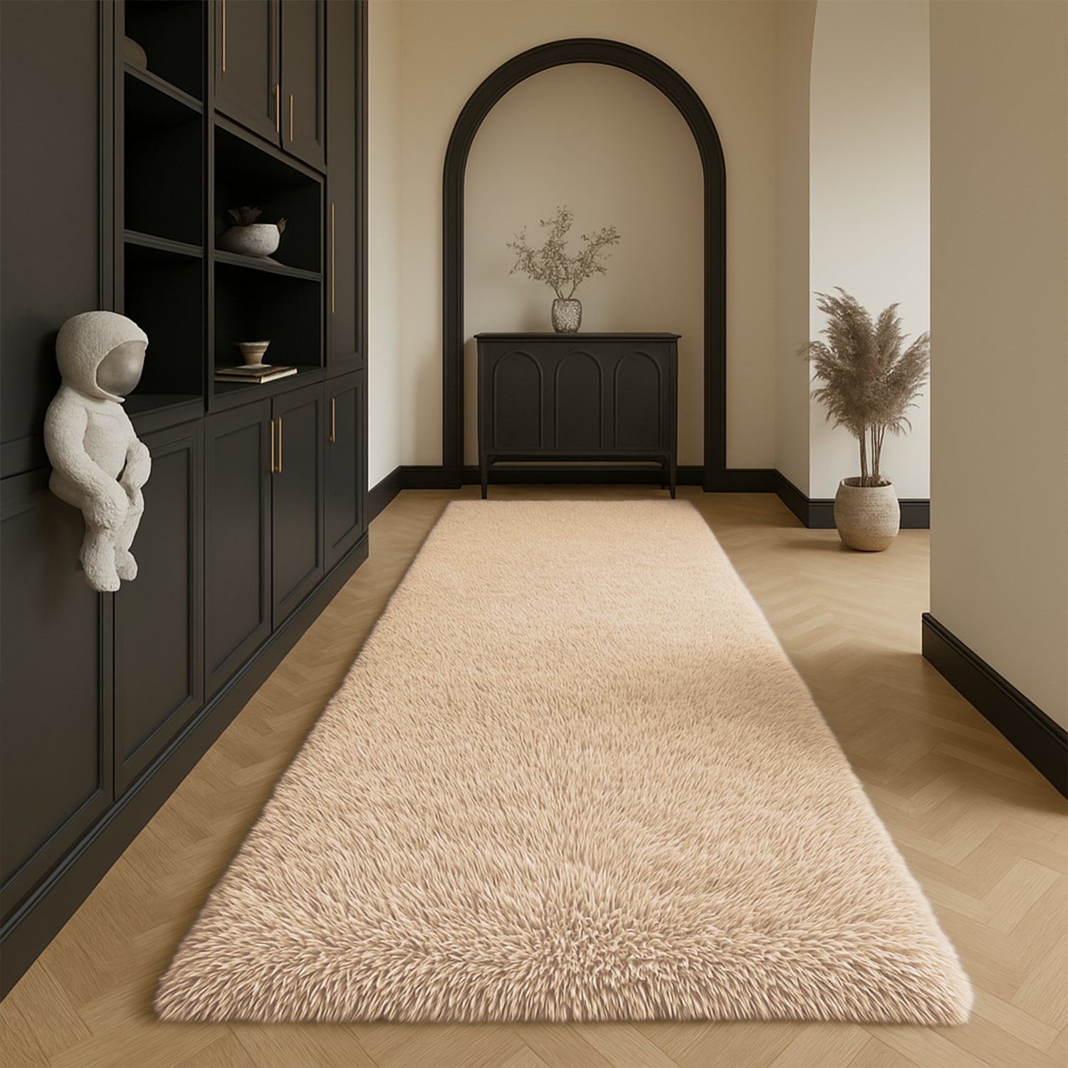 Living Room Shaggy Rug Fluffy Beige