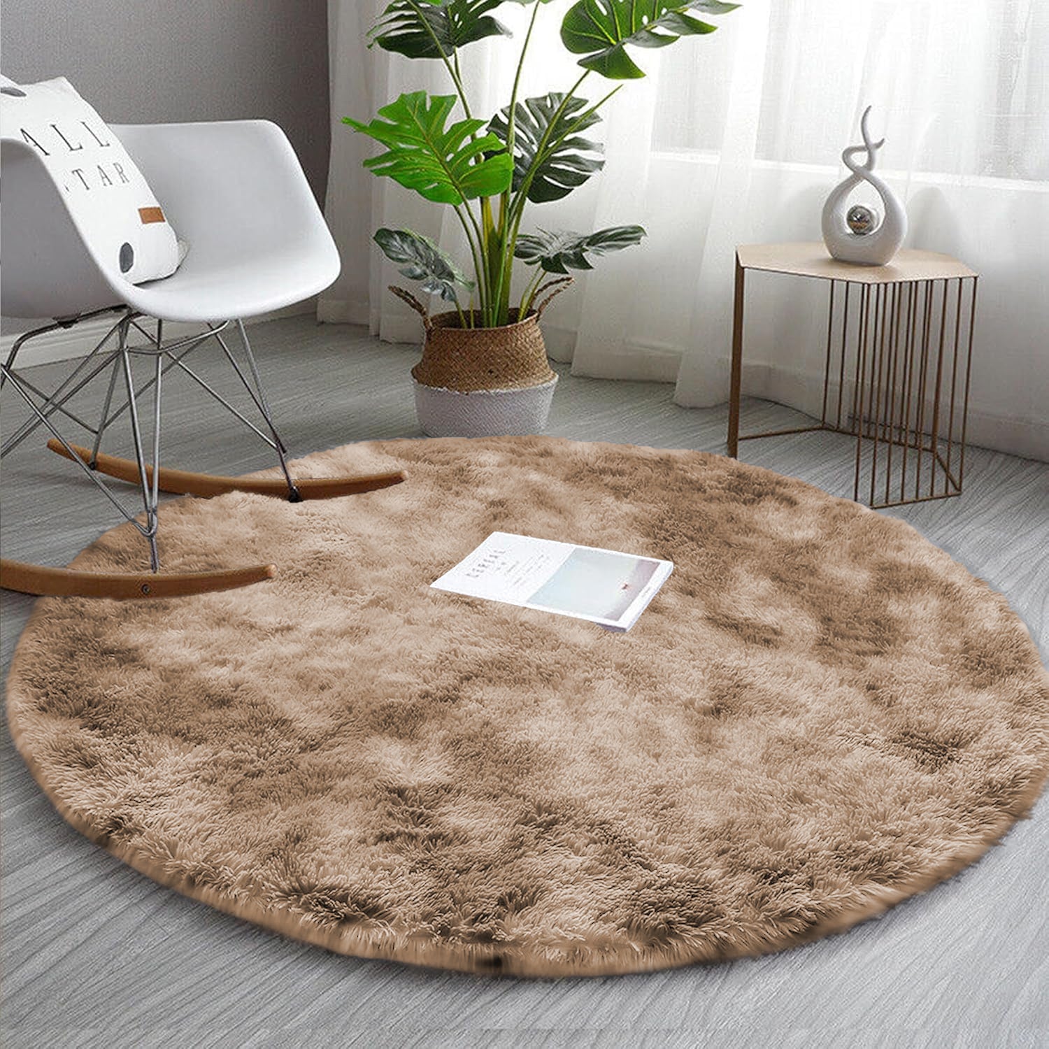 Soft Shag Pile Tie Dye Shaggy Rug Beige
