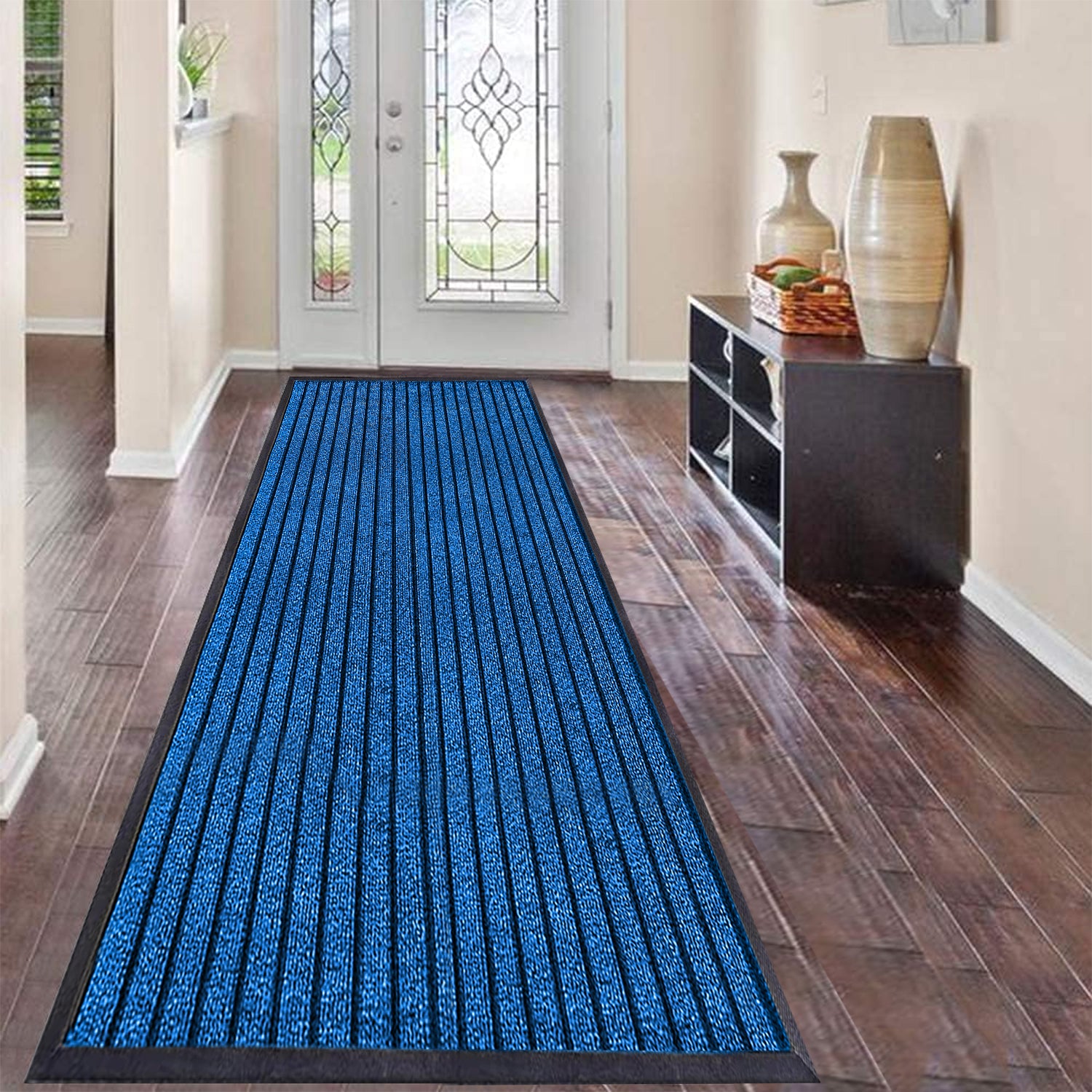 Washable Rubber Door Mat Indoor Outdoor Front Entryway Blue