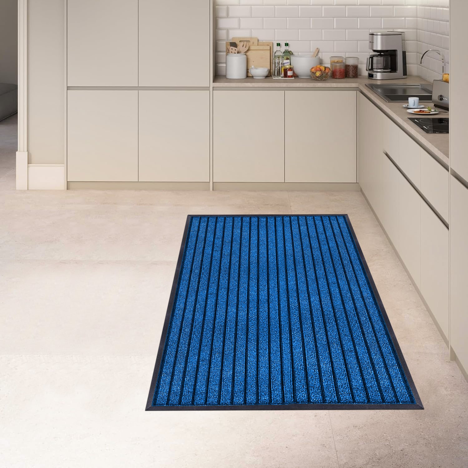 Washable Rubber Door Mat Indoor Outdoor Front Entryway Blue