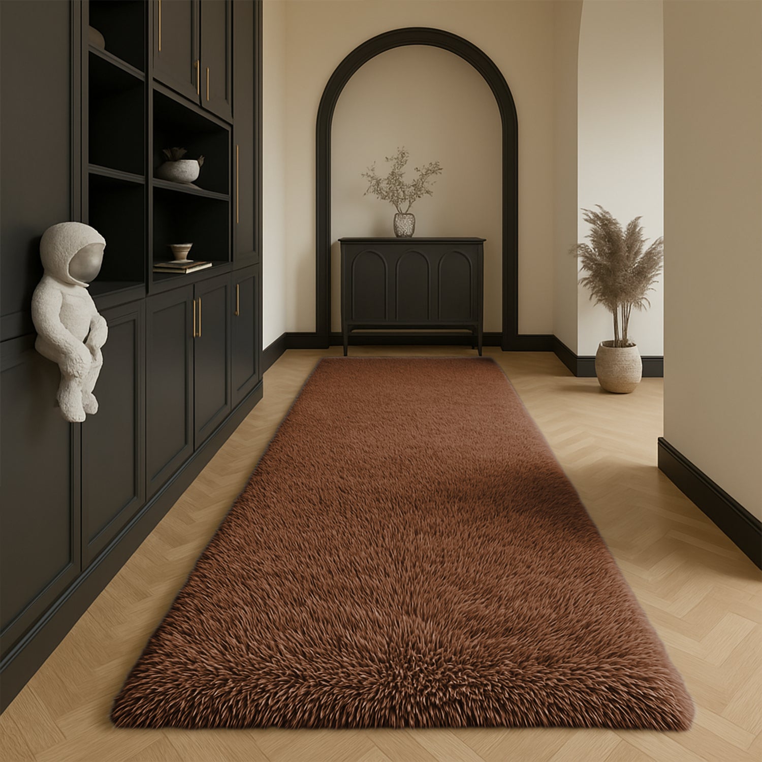 Large Fluffy Shaggy Rug Brown