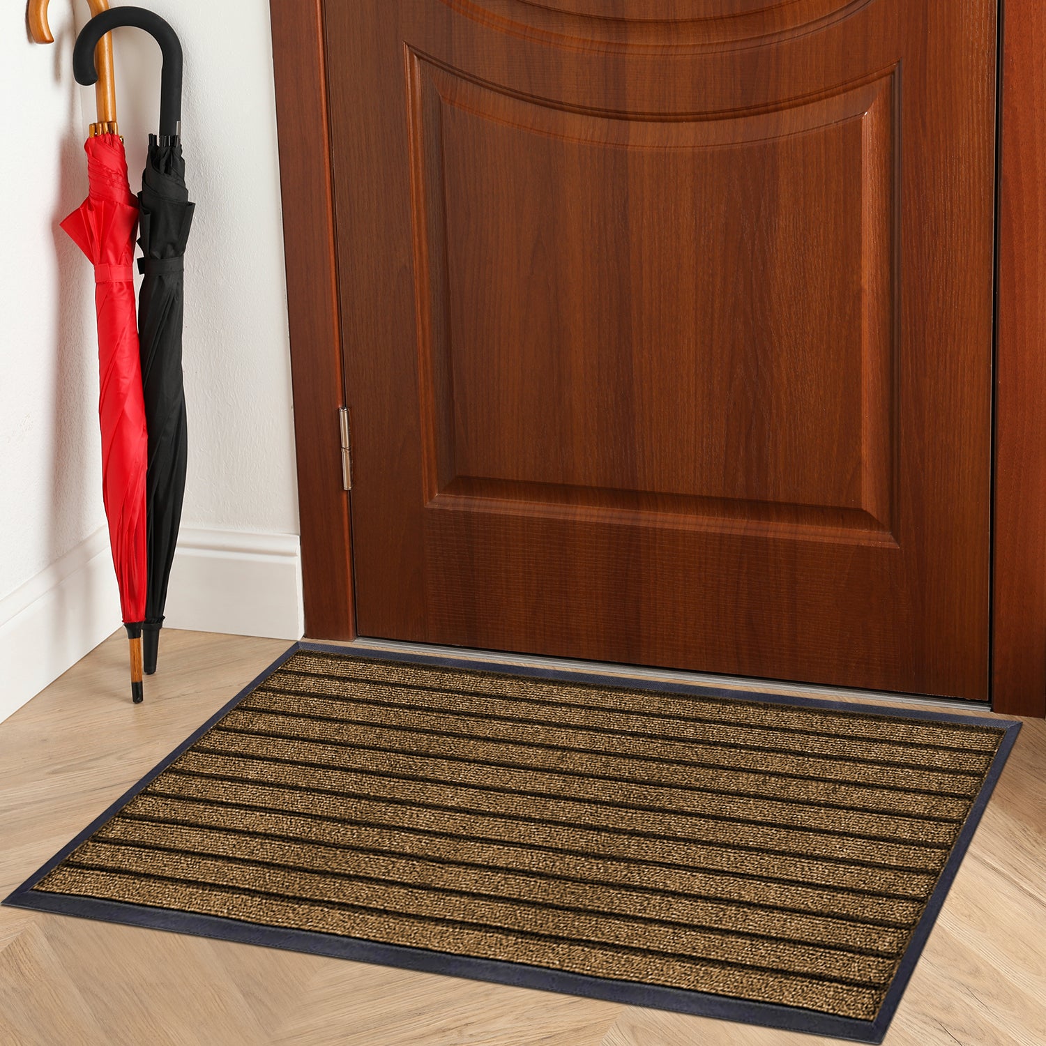 Washable Rubber Door Mat Indoor Outdoor Front Entryway Brown
