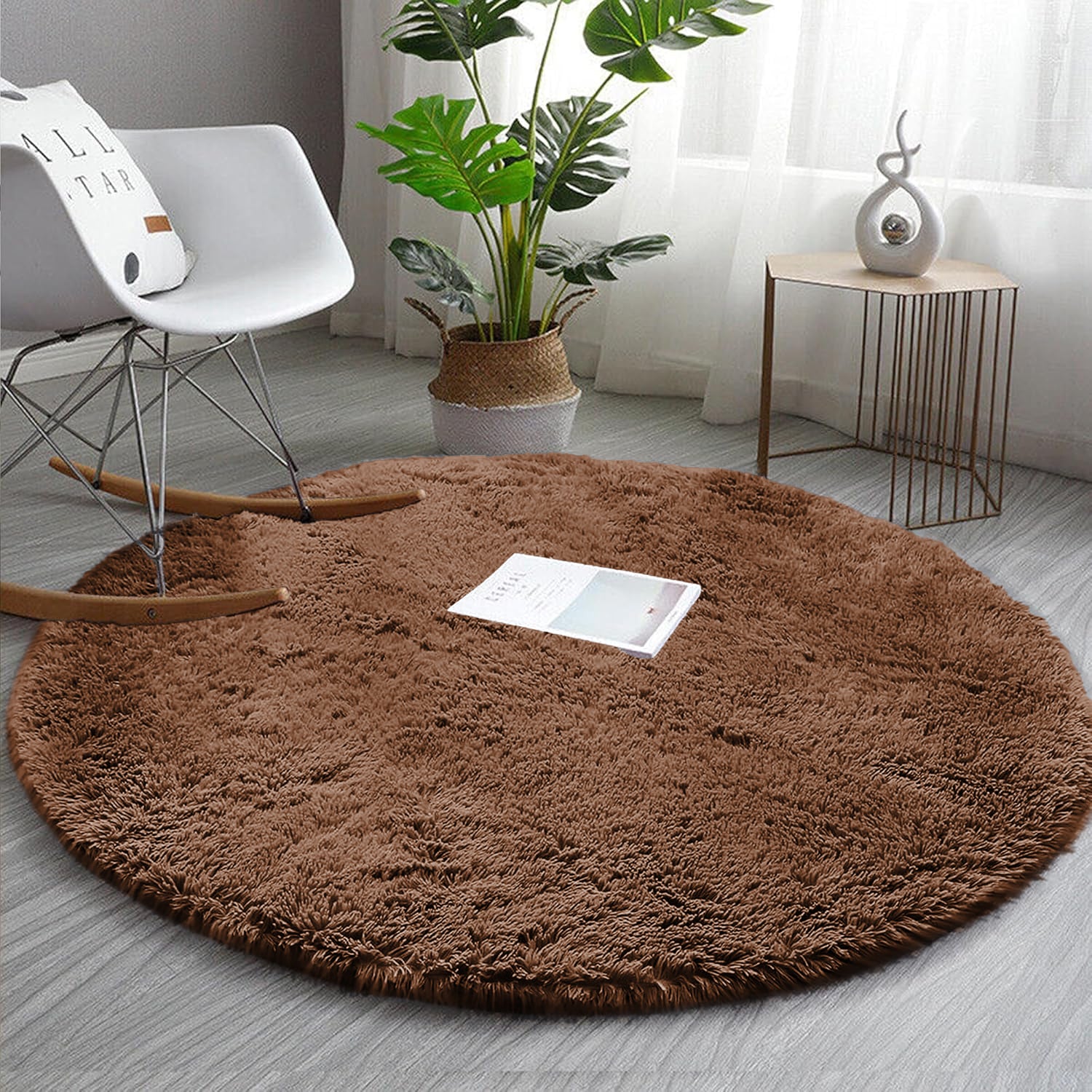 Large Fluffy Shaggy Rug Brown