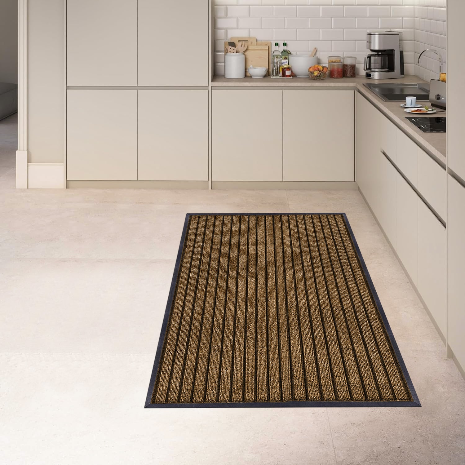 Washable Rubber Door Mat Indoor Outdoor Front Entryway Brown