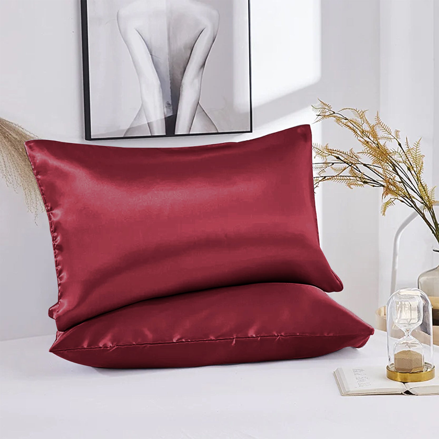 Burgundy store pillow cases