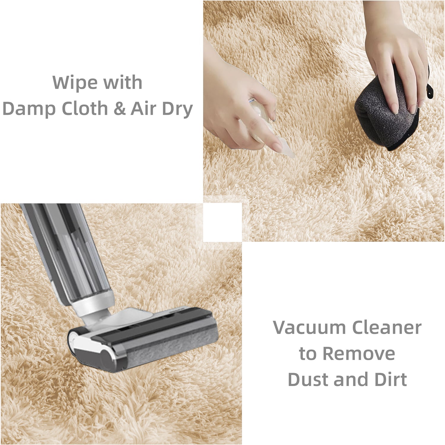 Tie Dye Shaggy Rug Cream