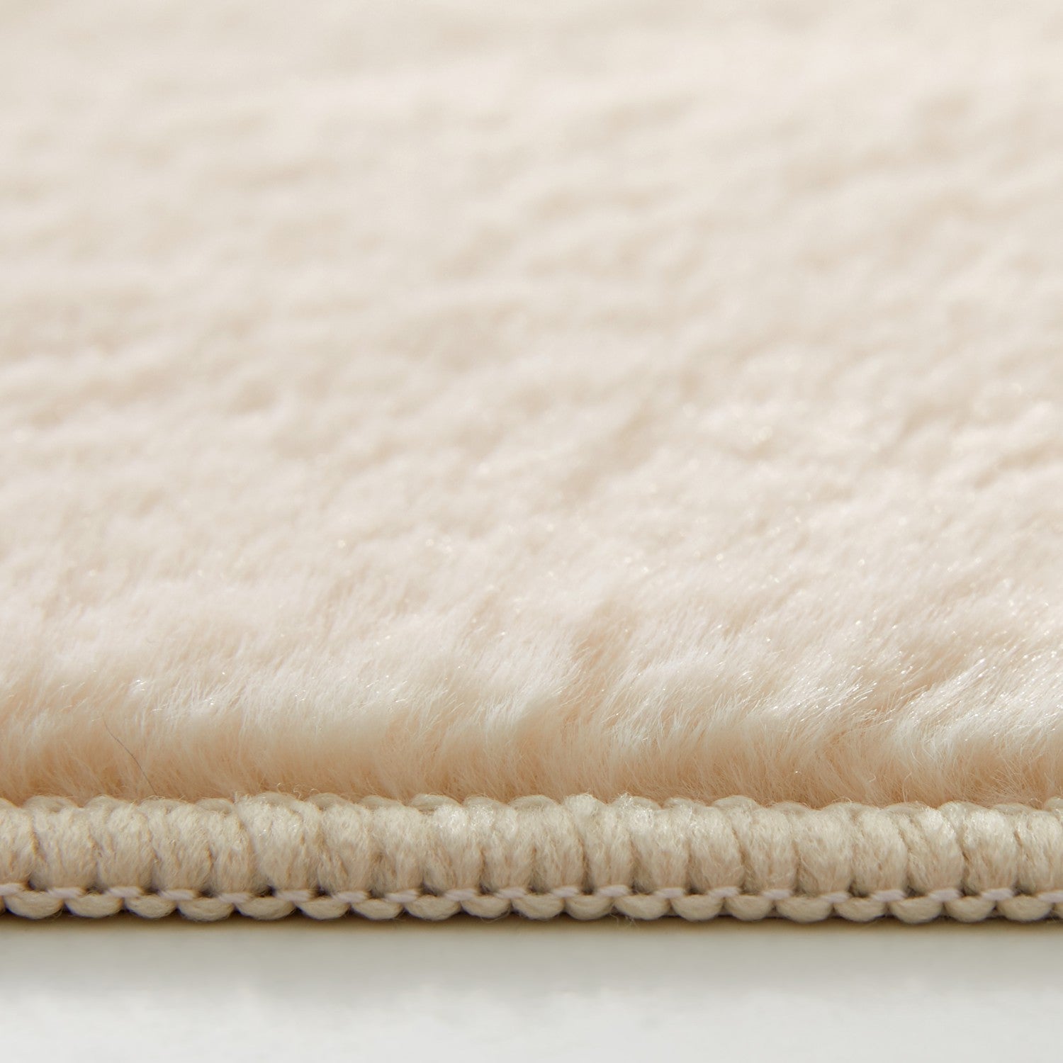 Beige Rabbit Faux Fur Rug Fluffy Plush Bedroom Runner