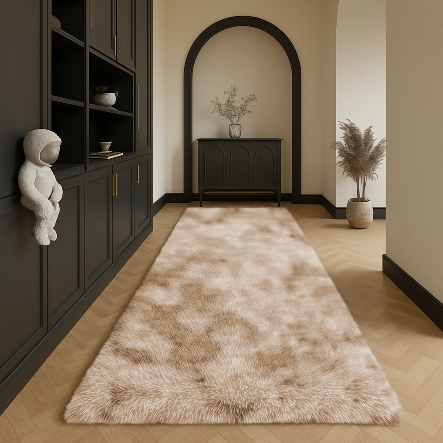Tie Dye Shaggy Rug Cream