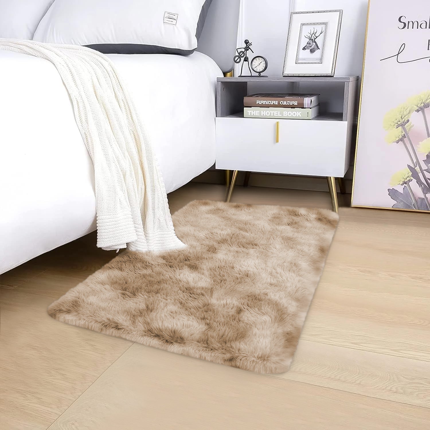 Tie Dye Shaggy Rug Cream