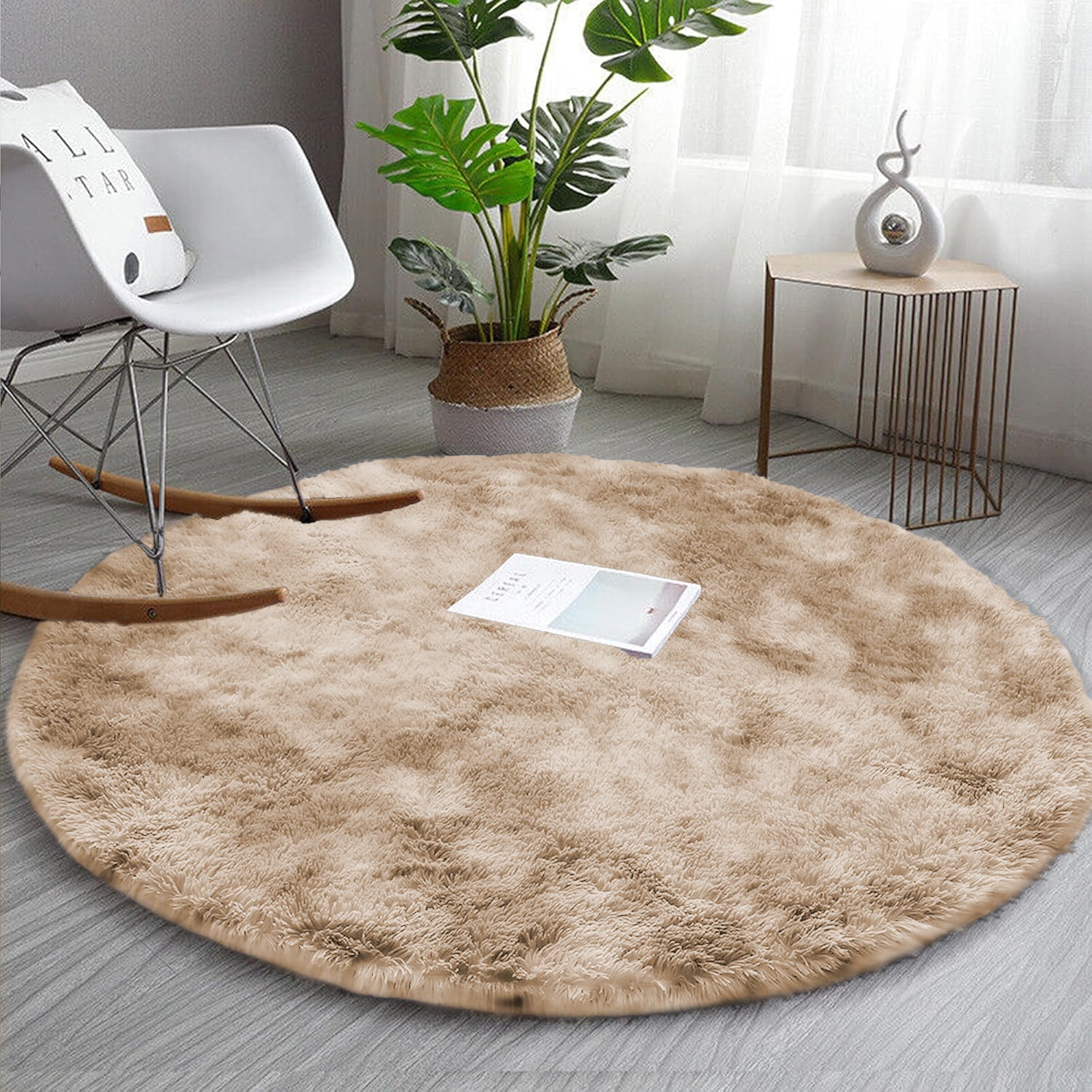 Tie Dye Shaggy Rug Cream
