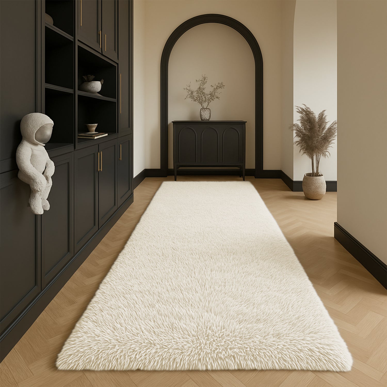 Indoor Shaggy Rug For Luxury Bedroom Cream