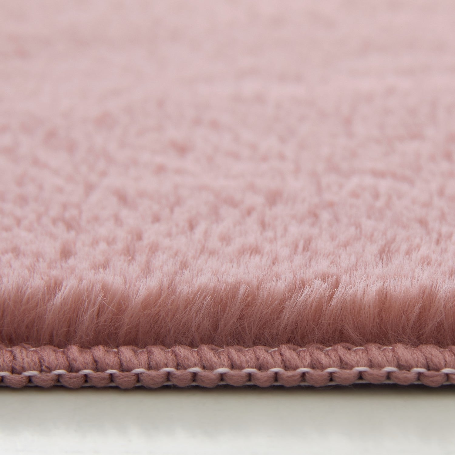 Dusty Rose Rabbit Faux Fur Rug Fluffy Plush Bedroom Runner