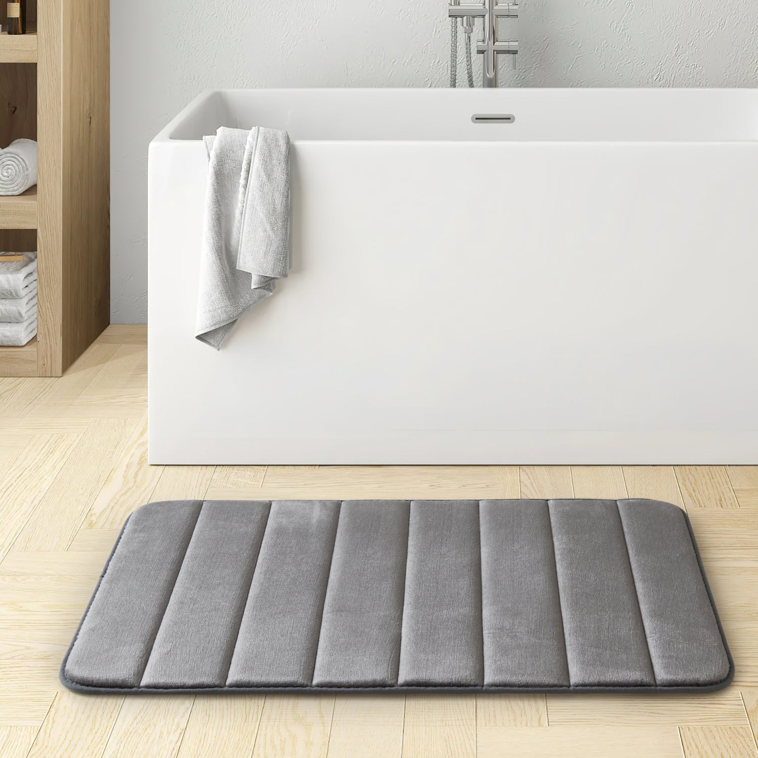 Non Slip Bath Mat Memory Foam Grey