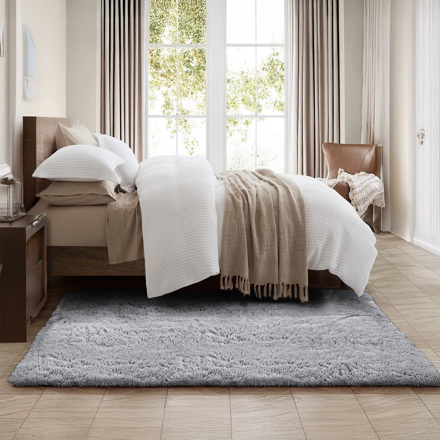 Faux Fur Large Shaggy Rug Grey