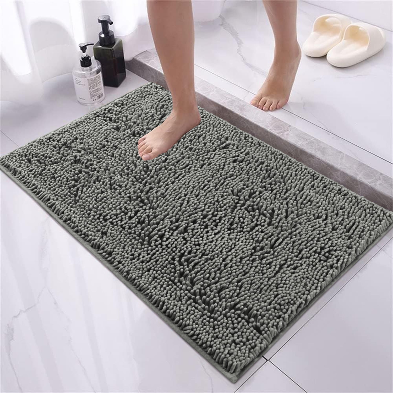 Grey Chenille Bath Mat