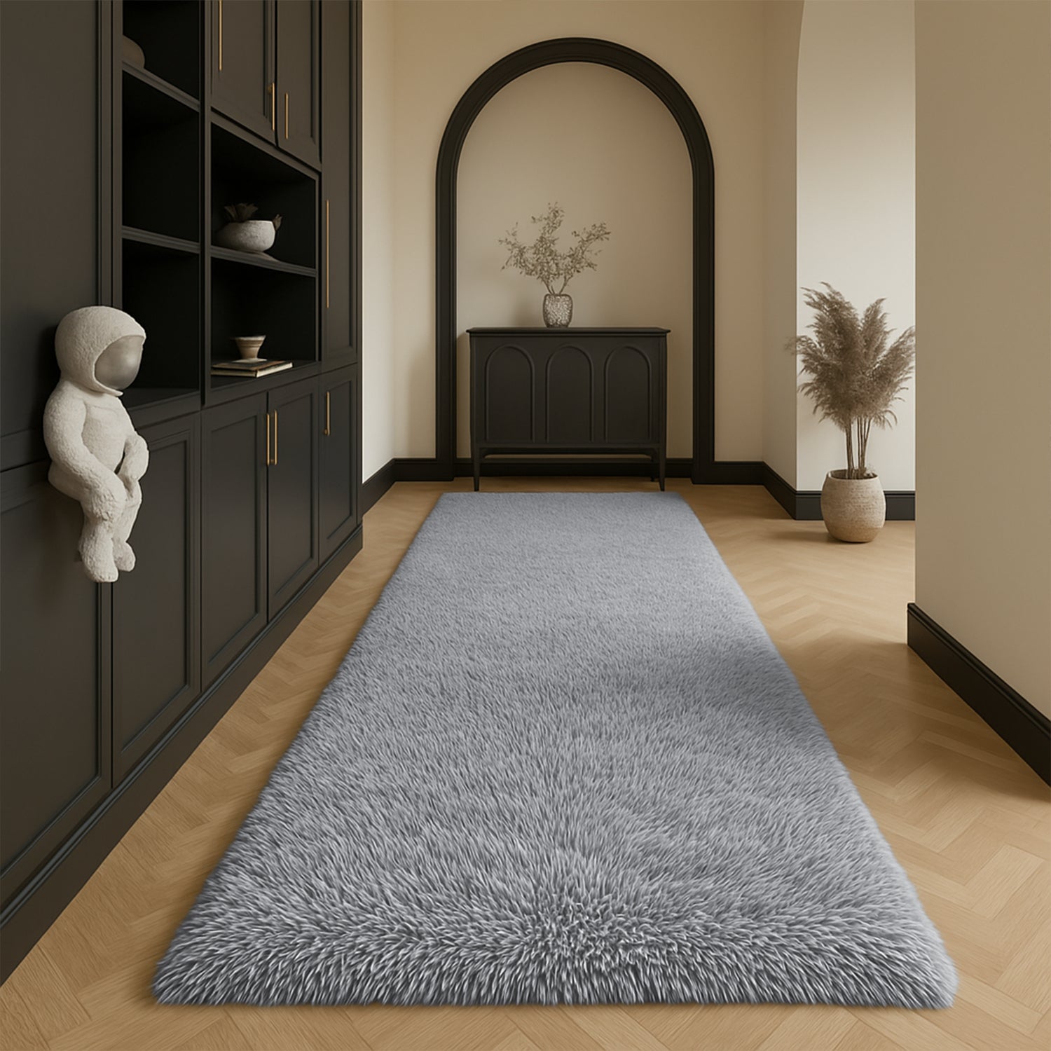 Faux Fur Large Shaggy Rug Grey