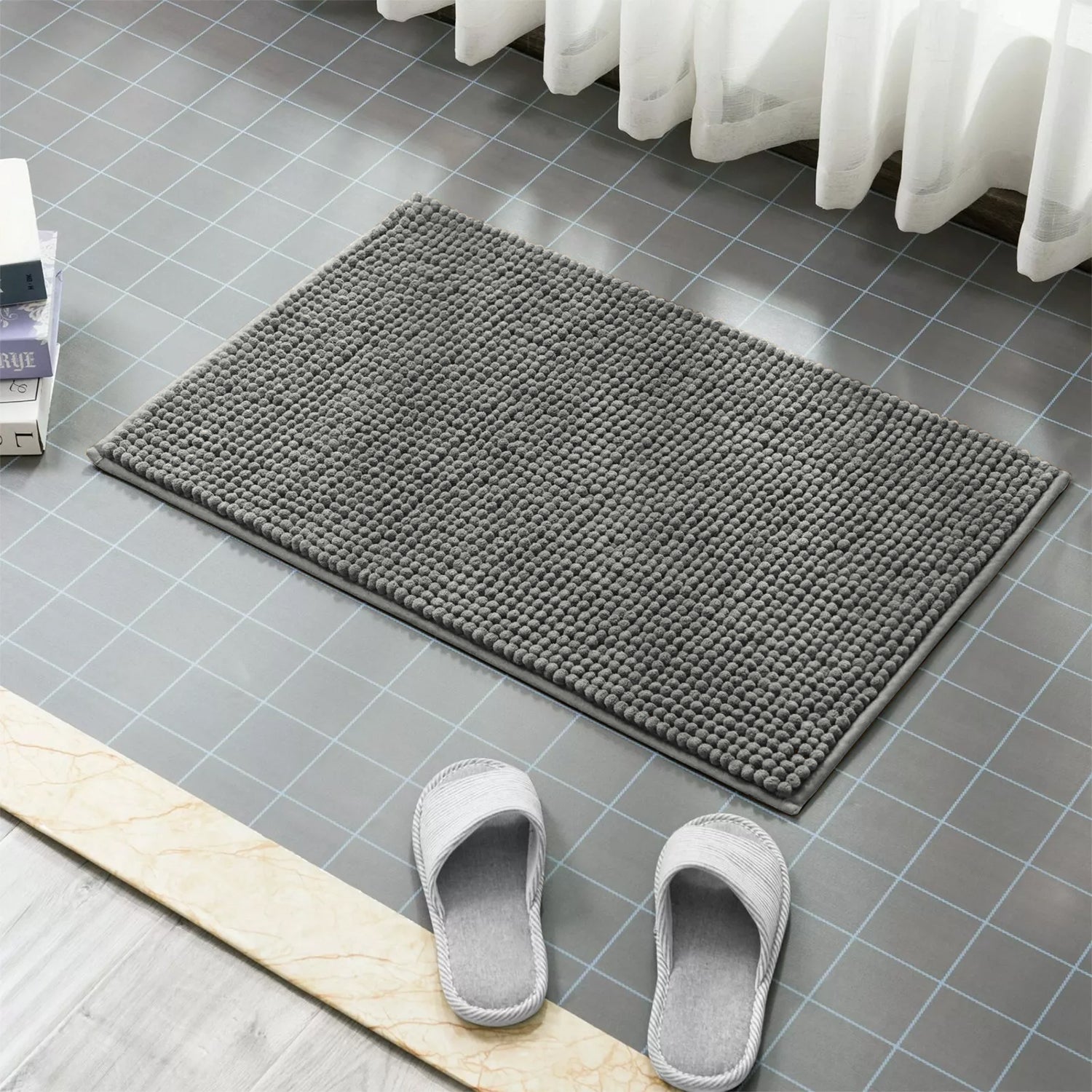 Grey Chenille Bath Mat