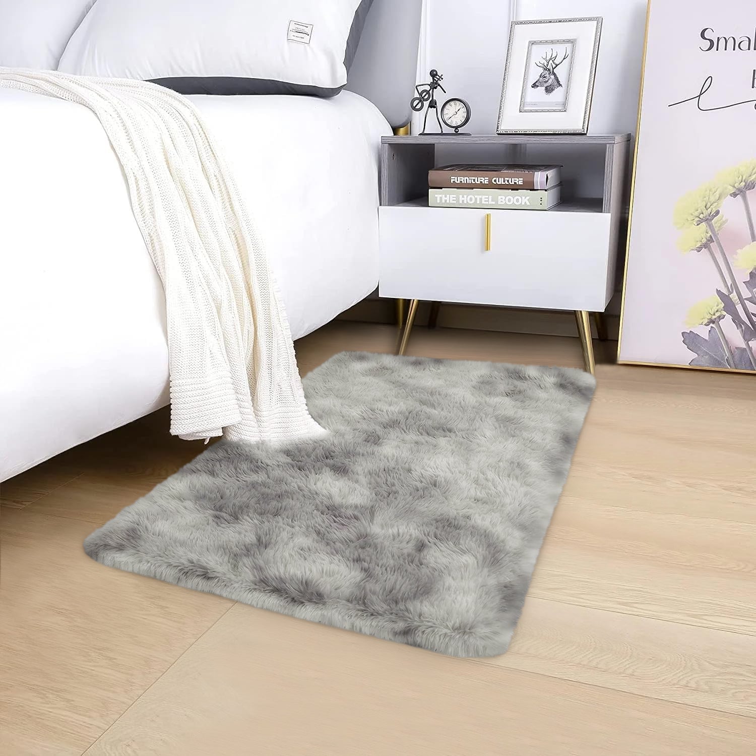 Hallway Runner Shaggy Rug Light Grey Tie Dye