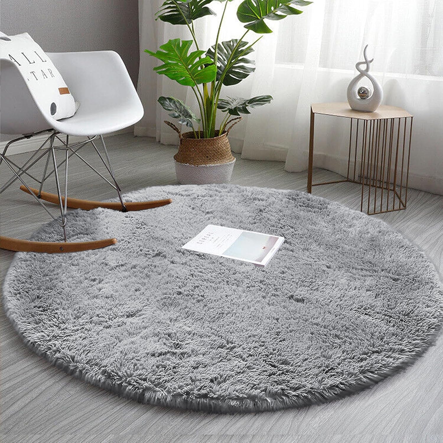 Faux Fur Large Shaggy Rug Grey