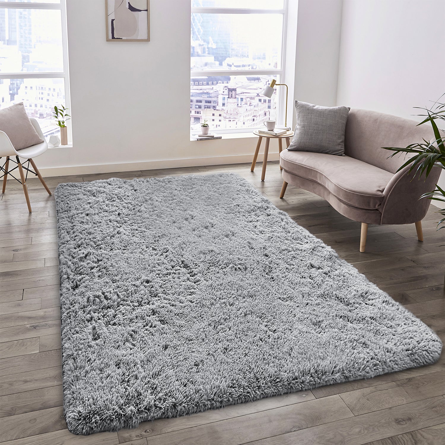 Faux Fur Large Shaggy Rug Grey