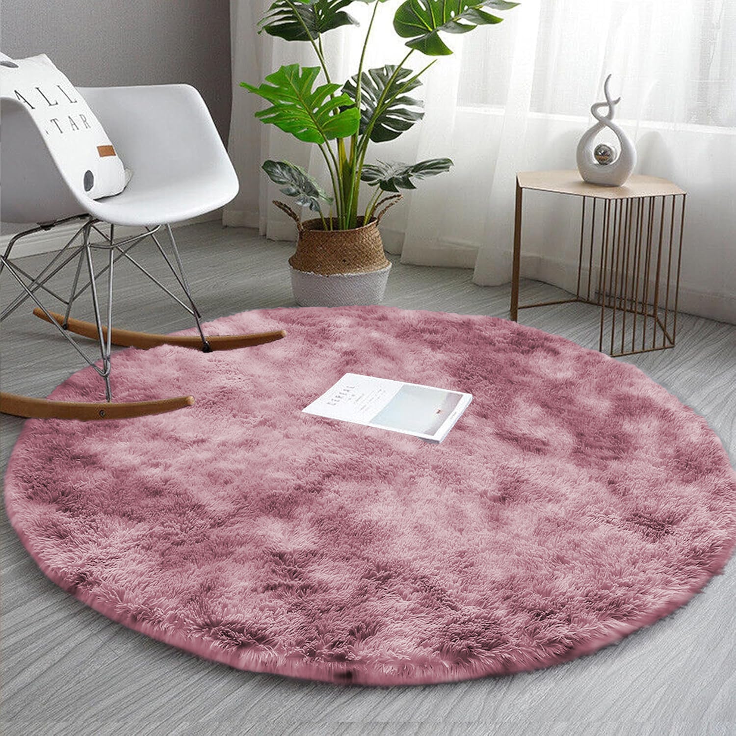 Large Living Room Shaggy Rug Lilac Tie Dye