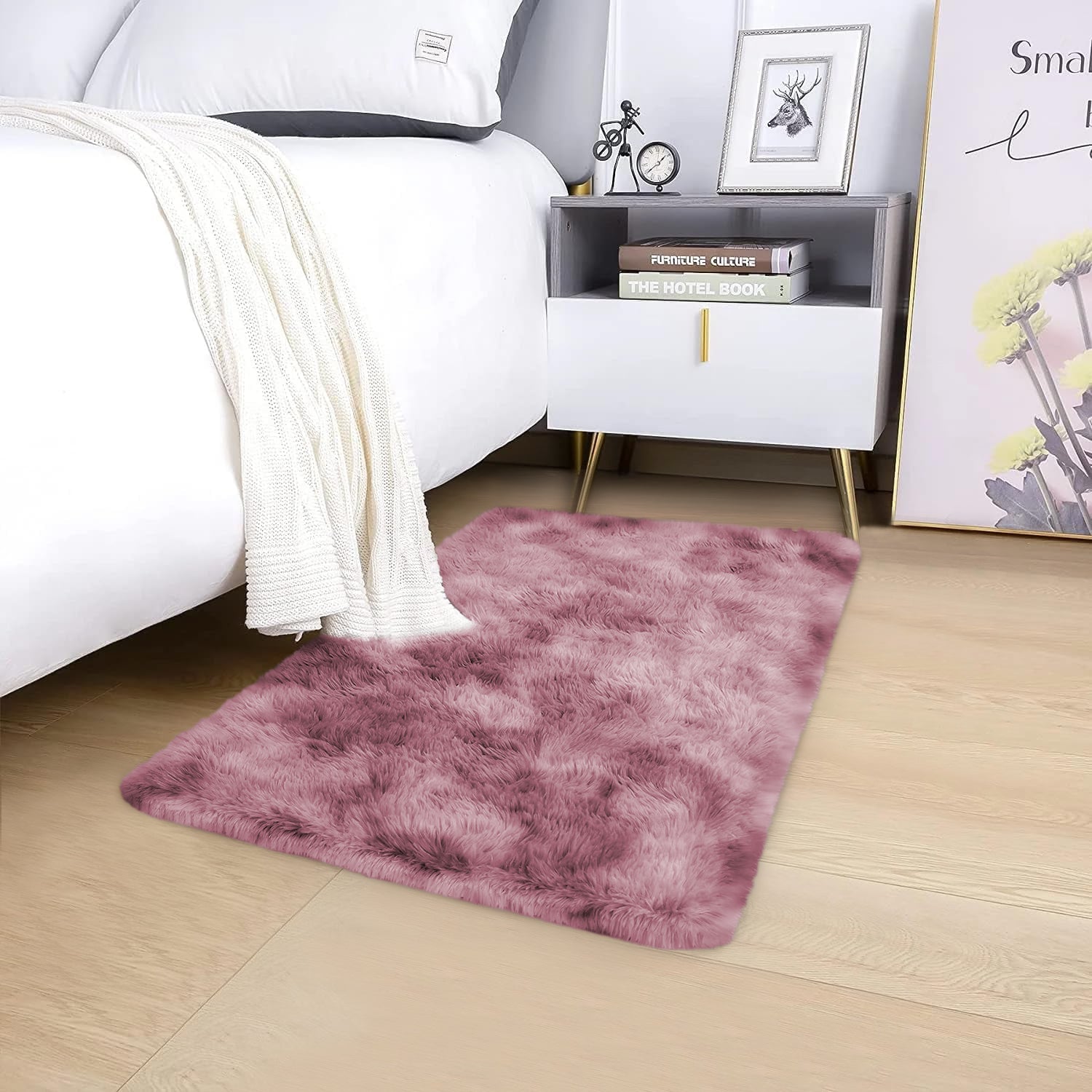 Large Living Room Shaggy Rug Lilac Tie Dye
