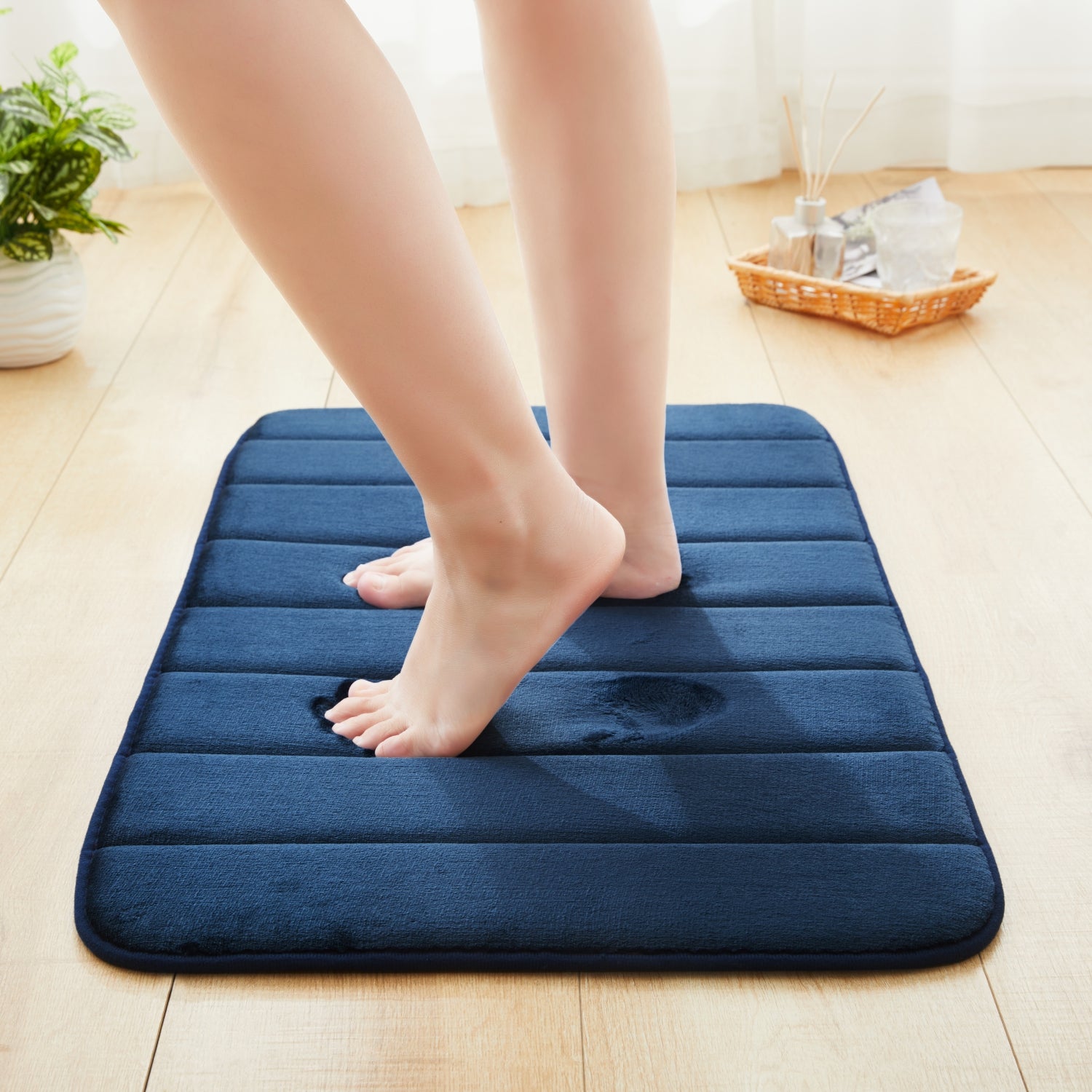 Memory Foam Bath Mat Ultra Absorbent Non-Slip Navy