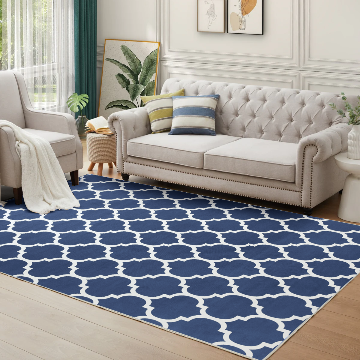 Navy Large Area Trellis Design Rug