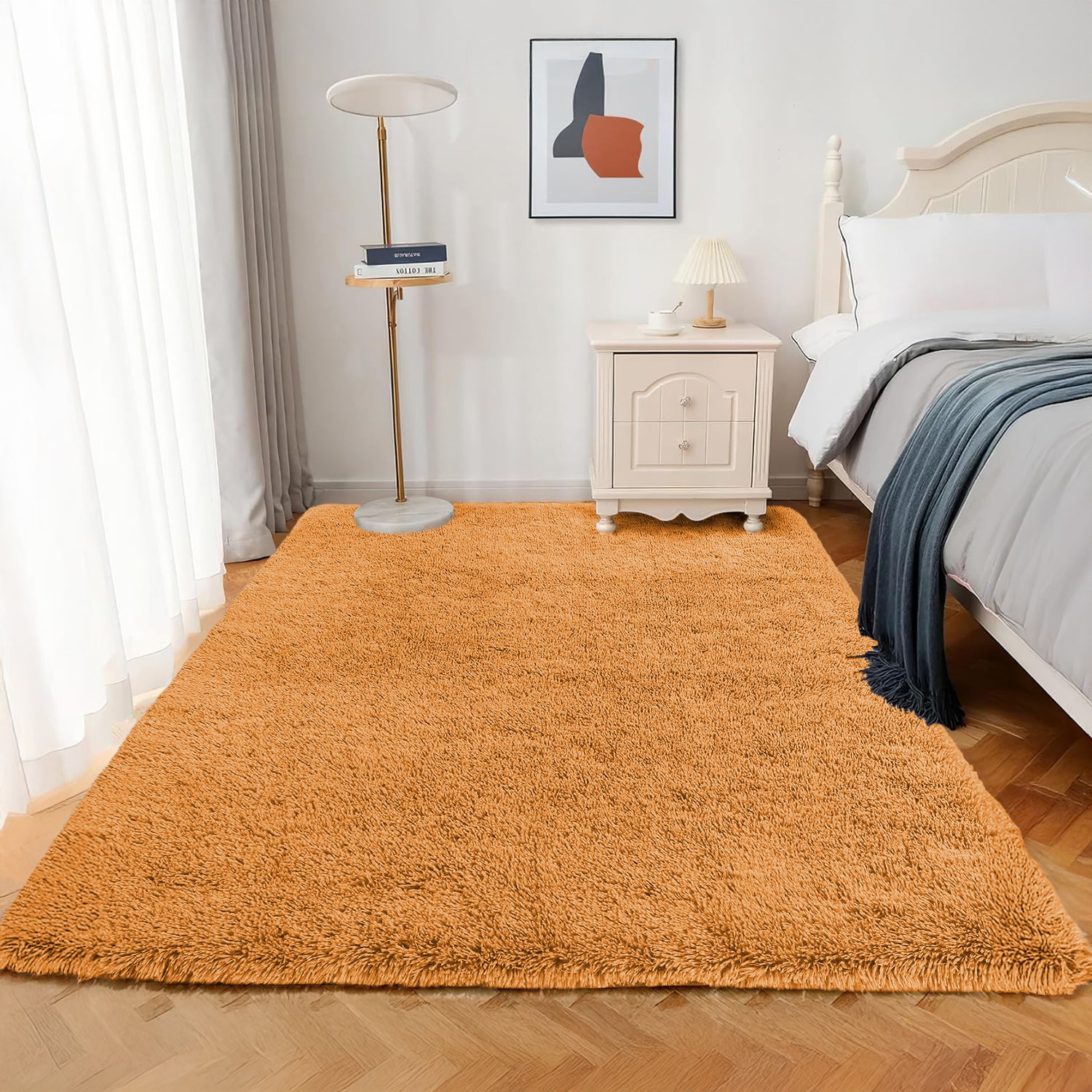 Thick Shaggy Rug For Hallway Area Ochre