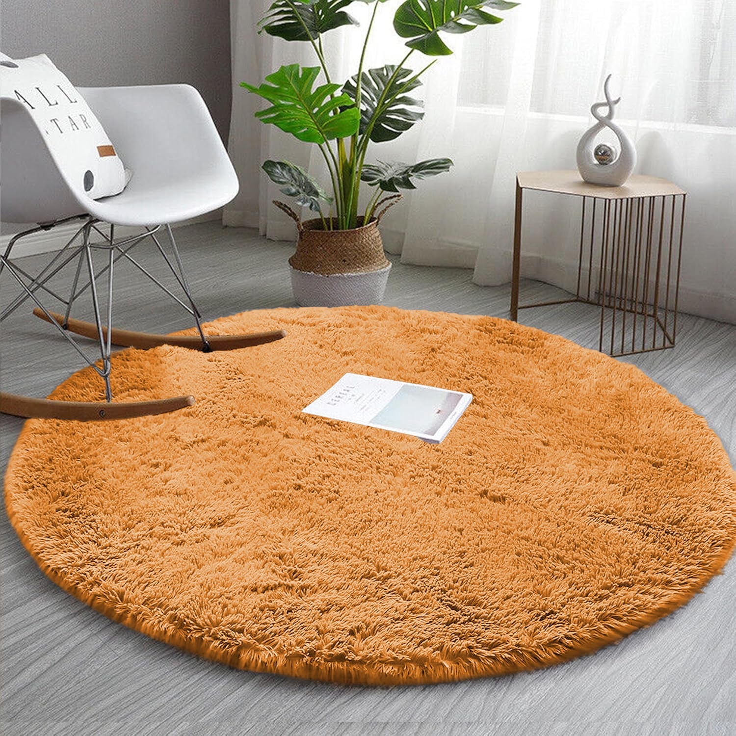 Thick Shaggy Rug For Hallway Area Ochre