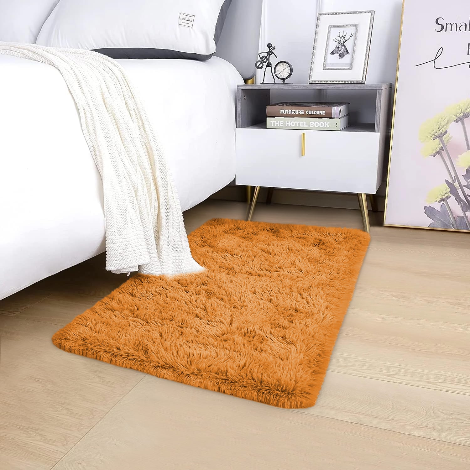 Thick Shaggy Rug For Hallway Area Ochre
