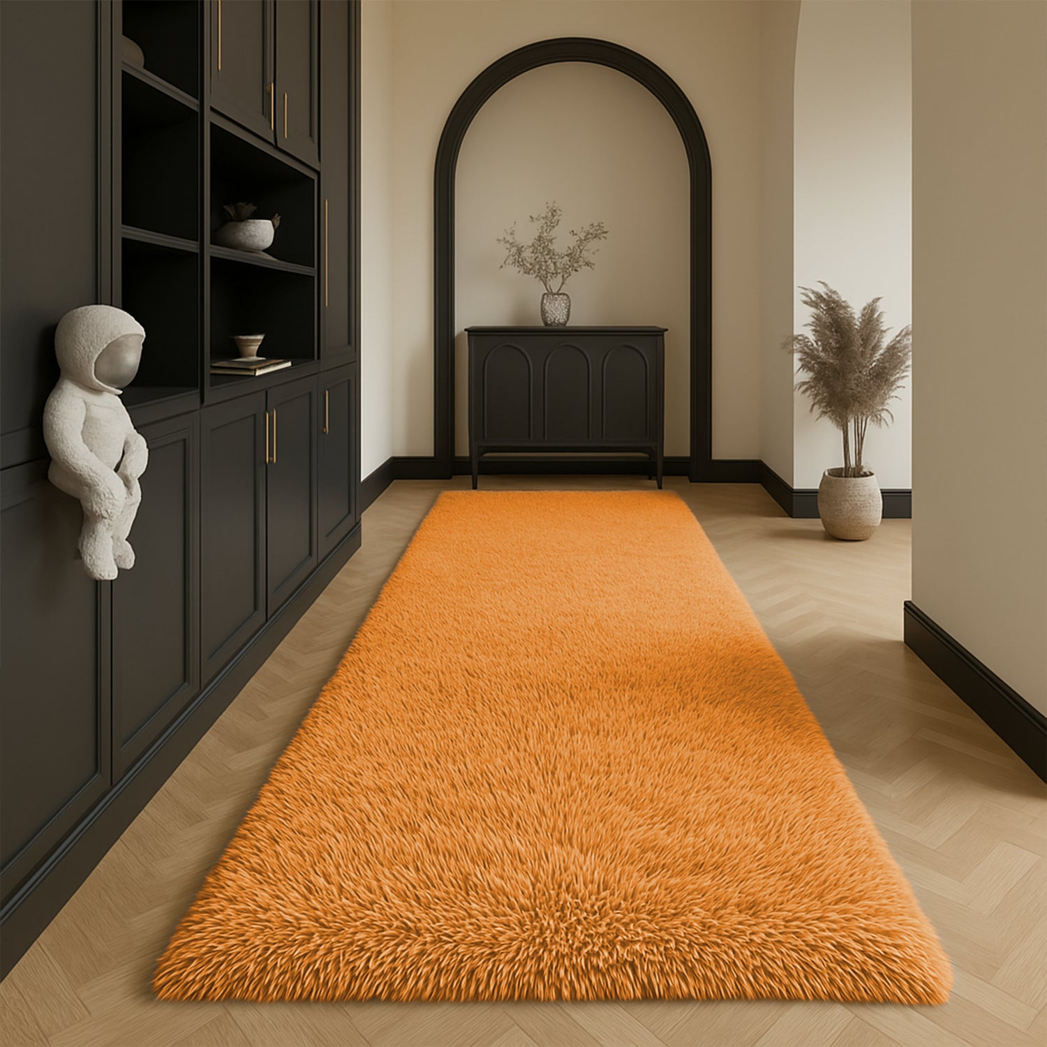 Thick Shaggy Rug For Hallway Area Ochre