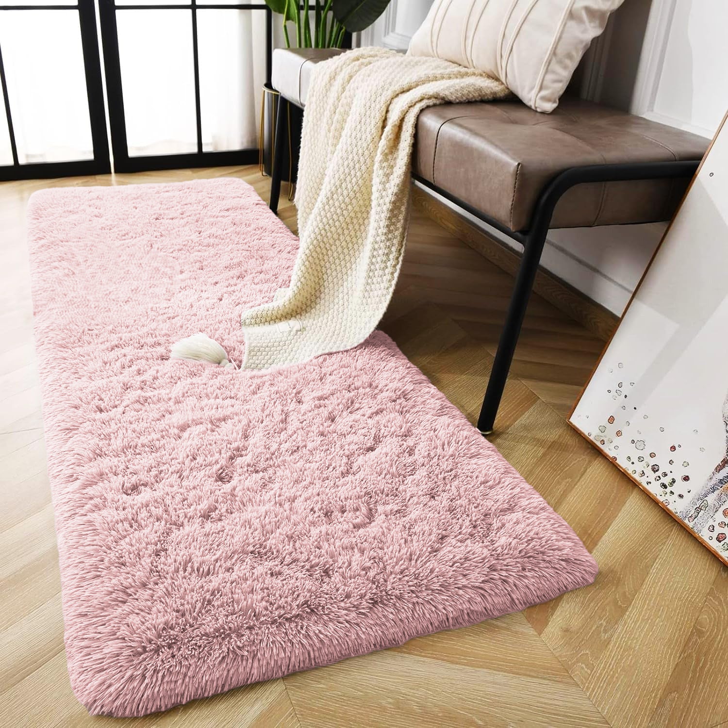 Shaggy Rug For Bedroom Pink