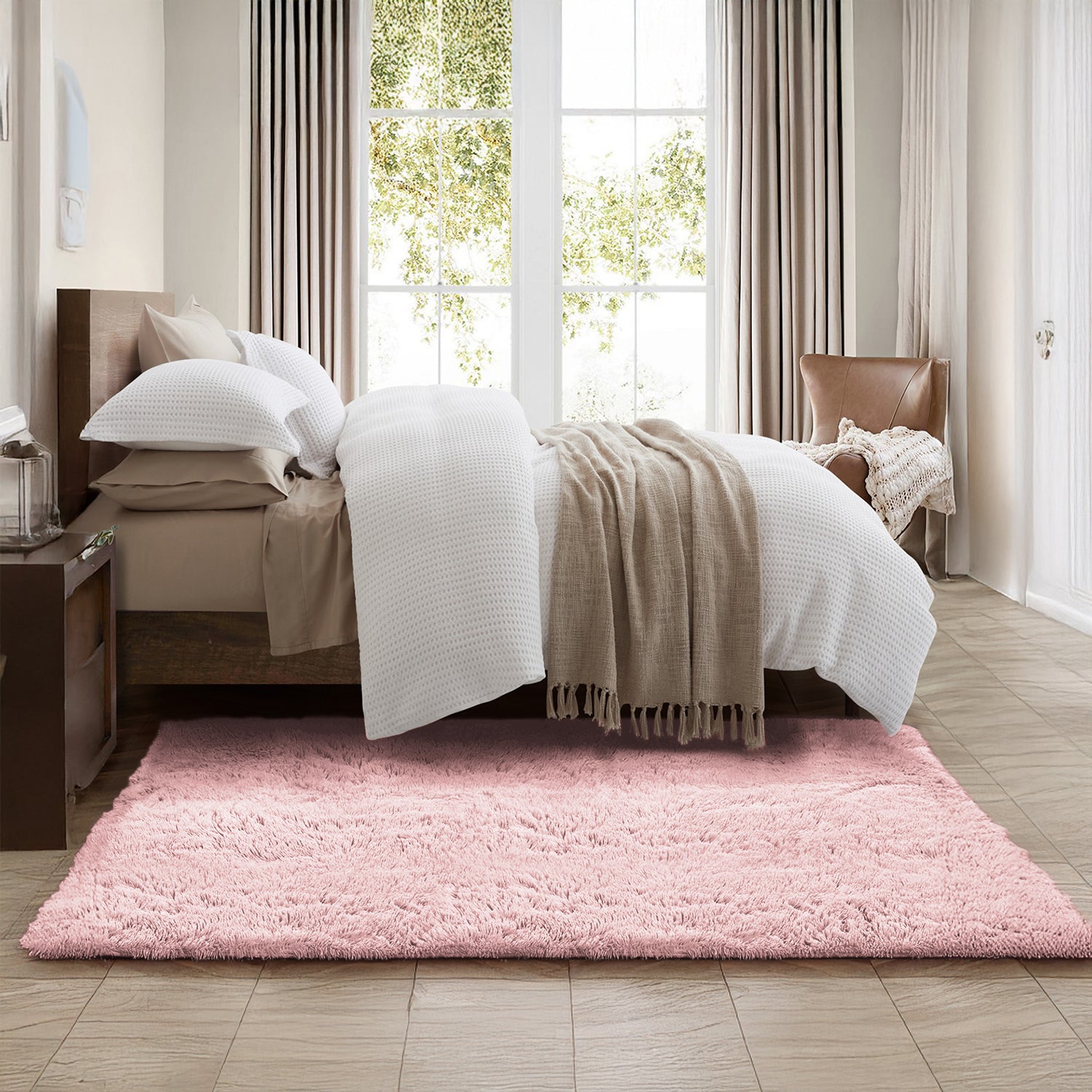 Shaggy Rug For Bedroom Pink