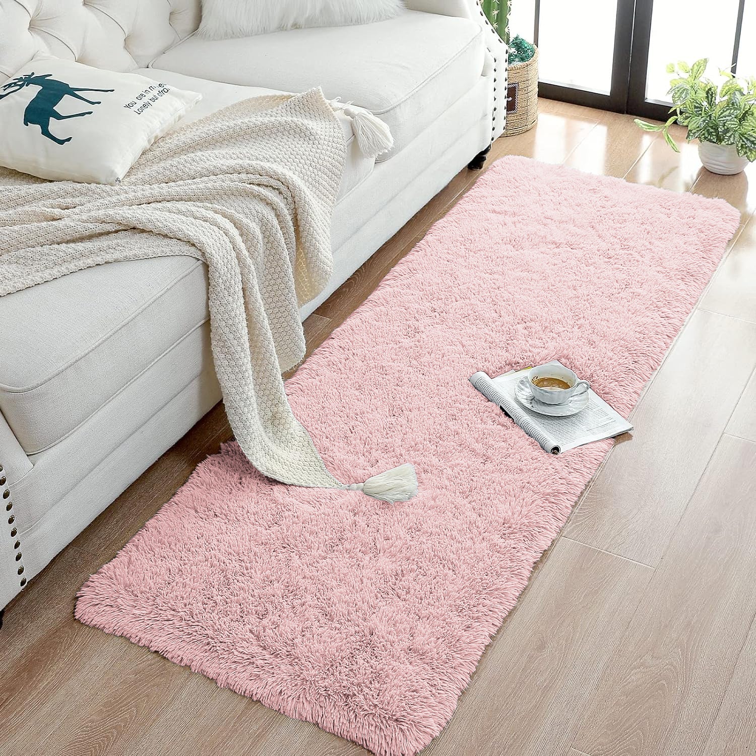 Shaggy Rug For Bedroom Pink