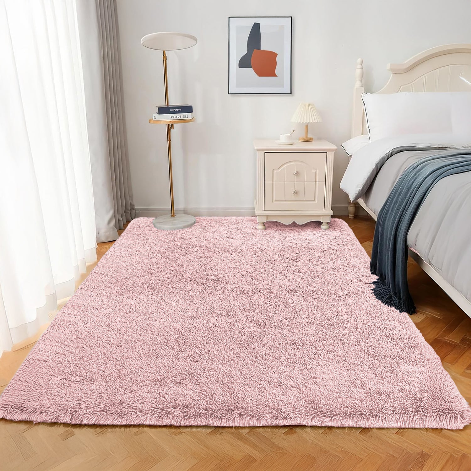Shaggy Rug For Bedroom Pink