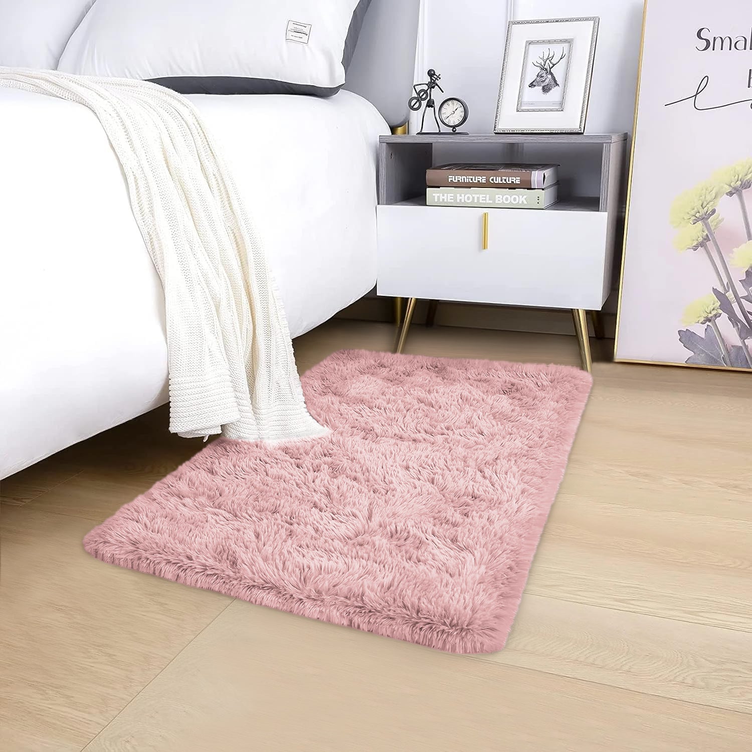 Shaggy Rug For Bedroom Pink
