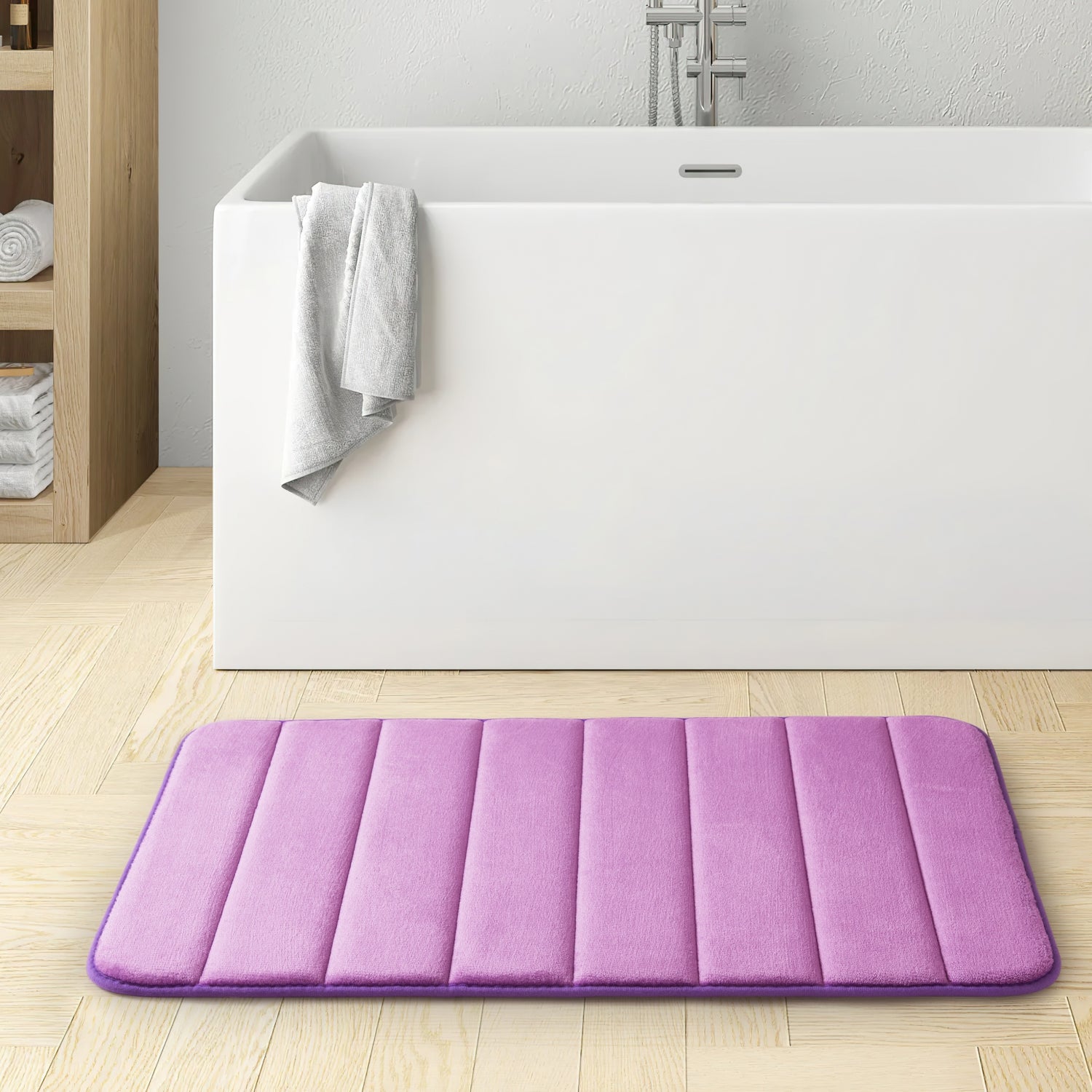 Memory Foam Bath Mat Ultra Absorbent Non-Slip Purple