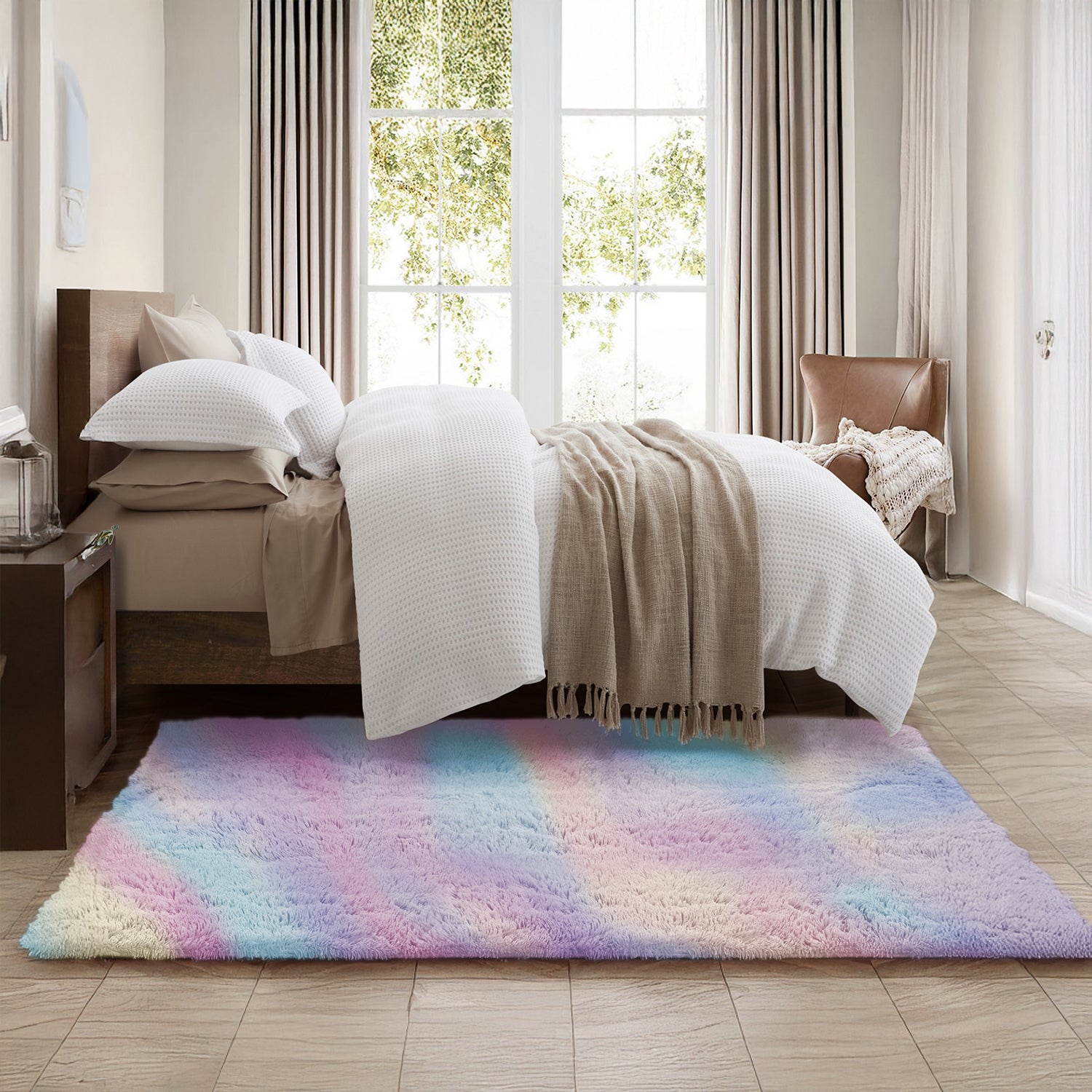 Shaggy Runner Rug For Hallway Rainbow