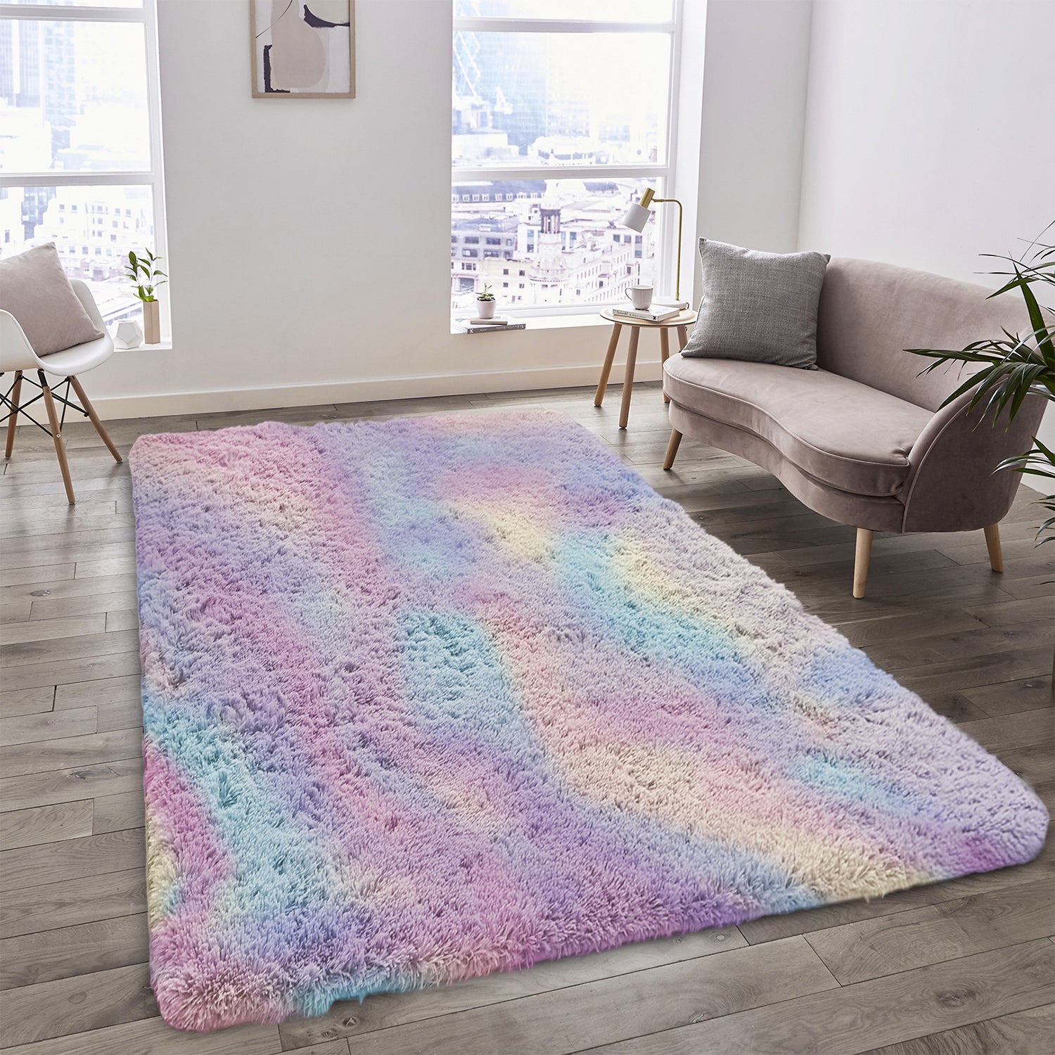 Shaggy Runner Rug For Hallway Rainbow