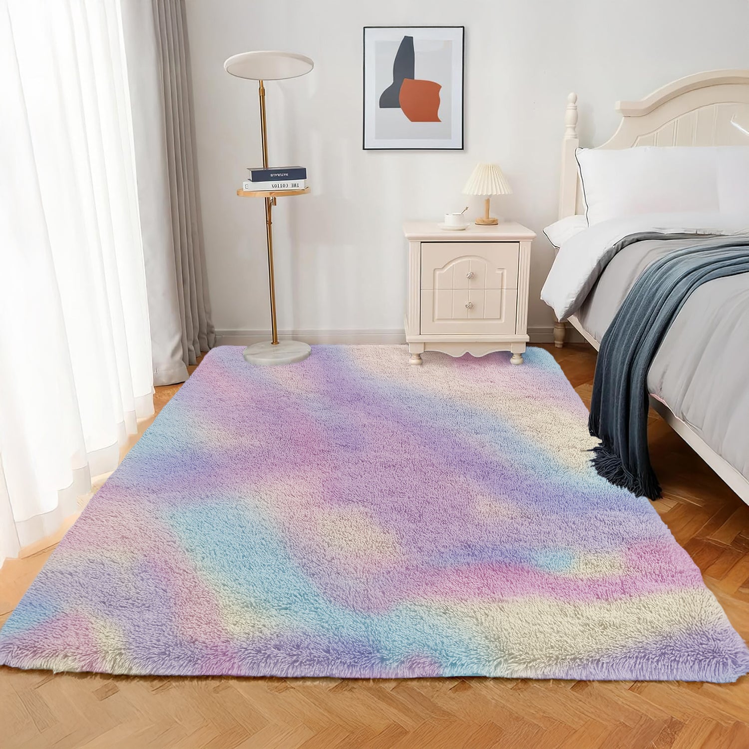 Shaggy Runner Rug For Hallway Rainbow