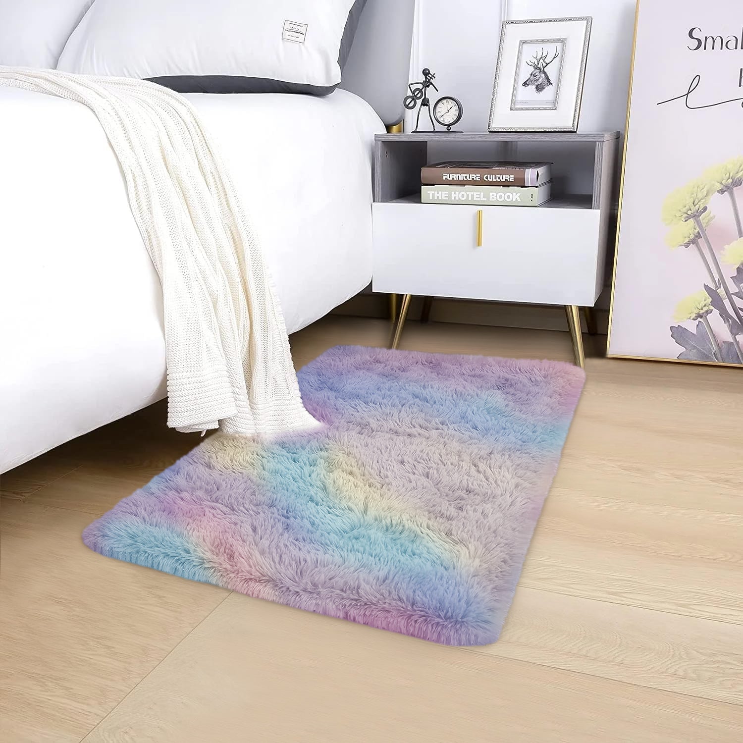 Shaggy Runner Rug For Hallway Rainbow