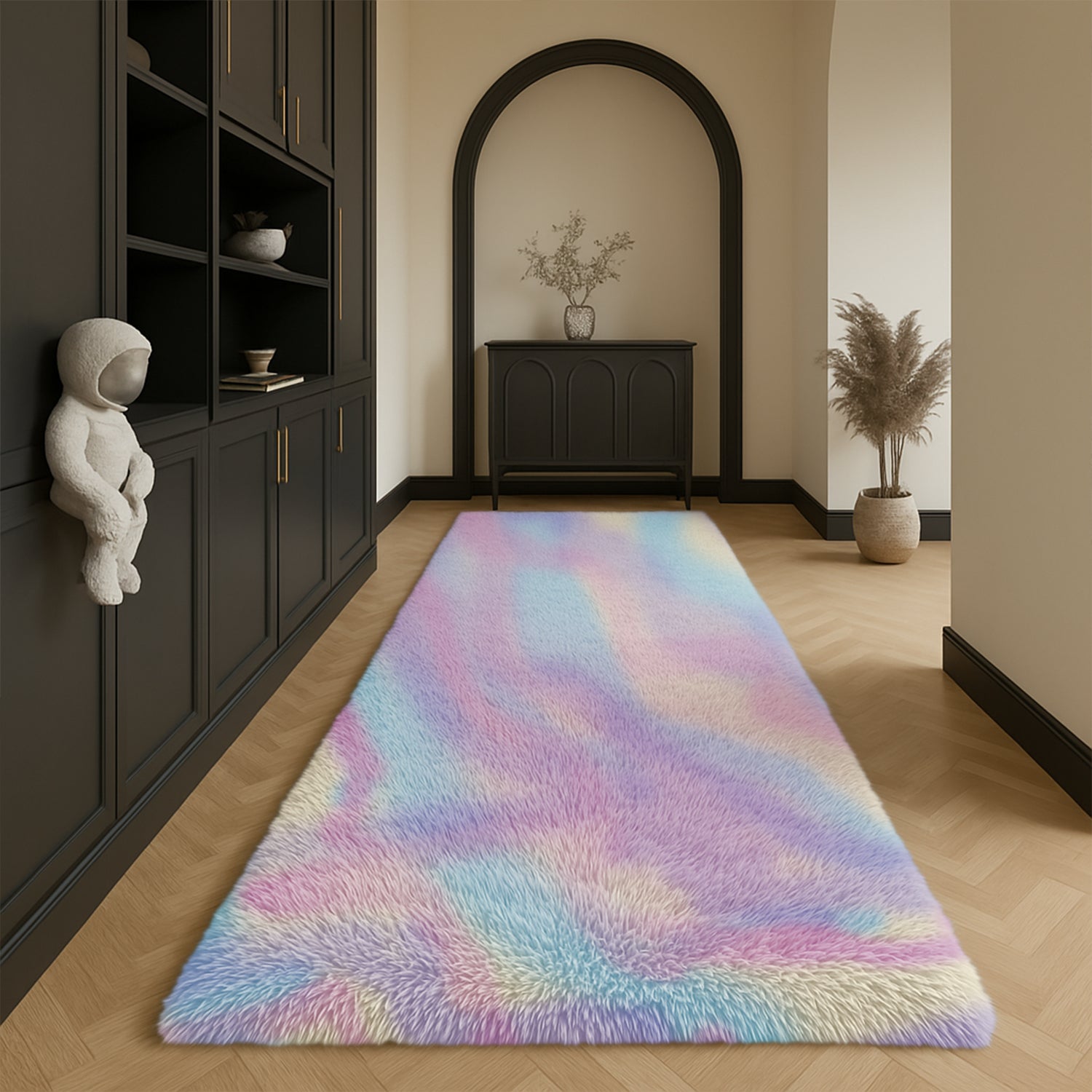 Shaggy Runner Rug For Hallway Rainbow
