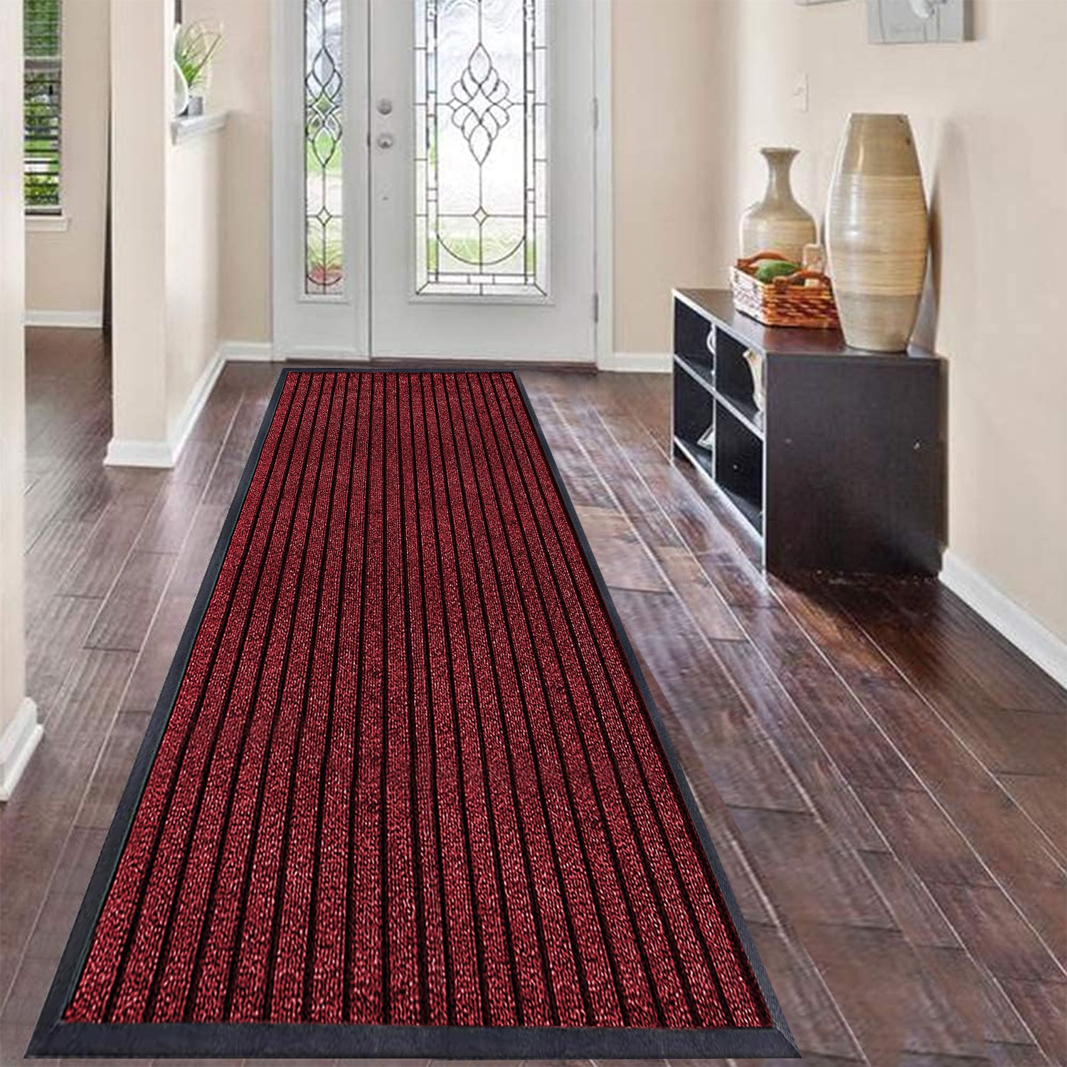 Washable Rubber Door Mat Indoor Outdoor Front Entryway Burgundy