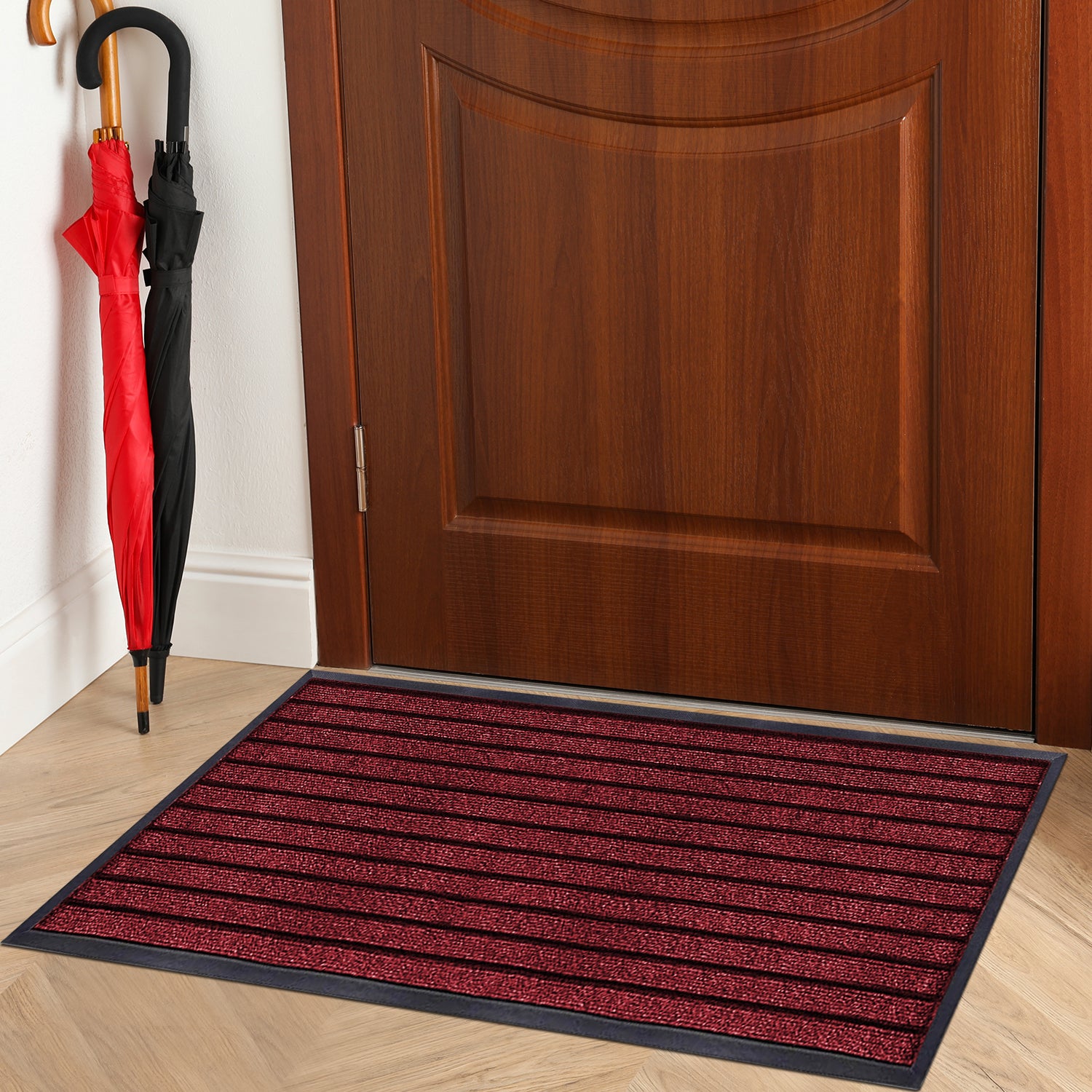 Washable Rubber Door Mat Indoor Outdoor Front Entryway Burgundy