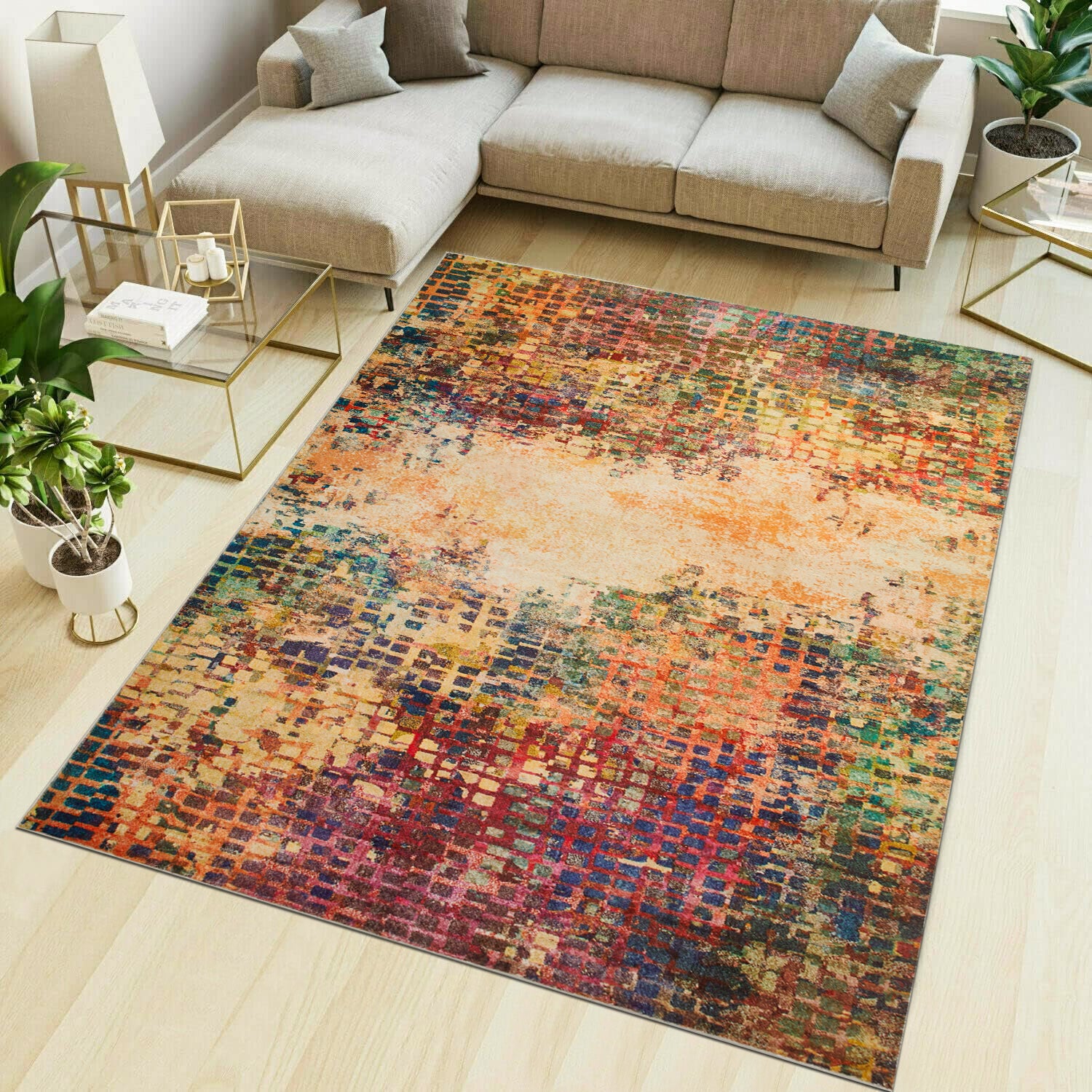 Large Dining Room Area Rug Vibrant Cashmere