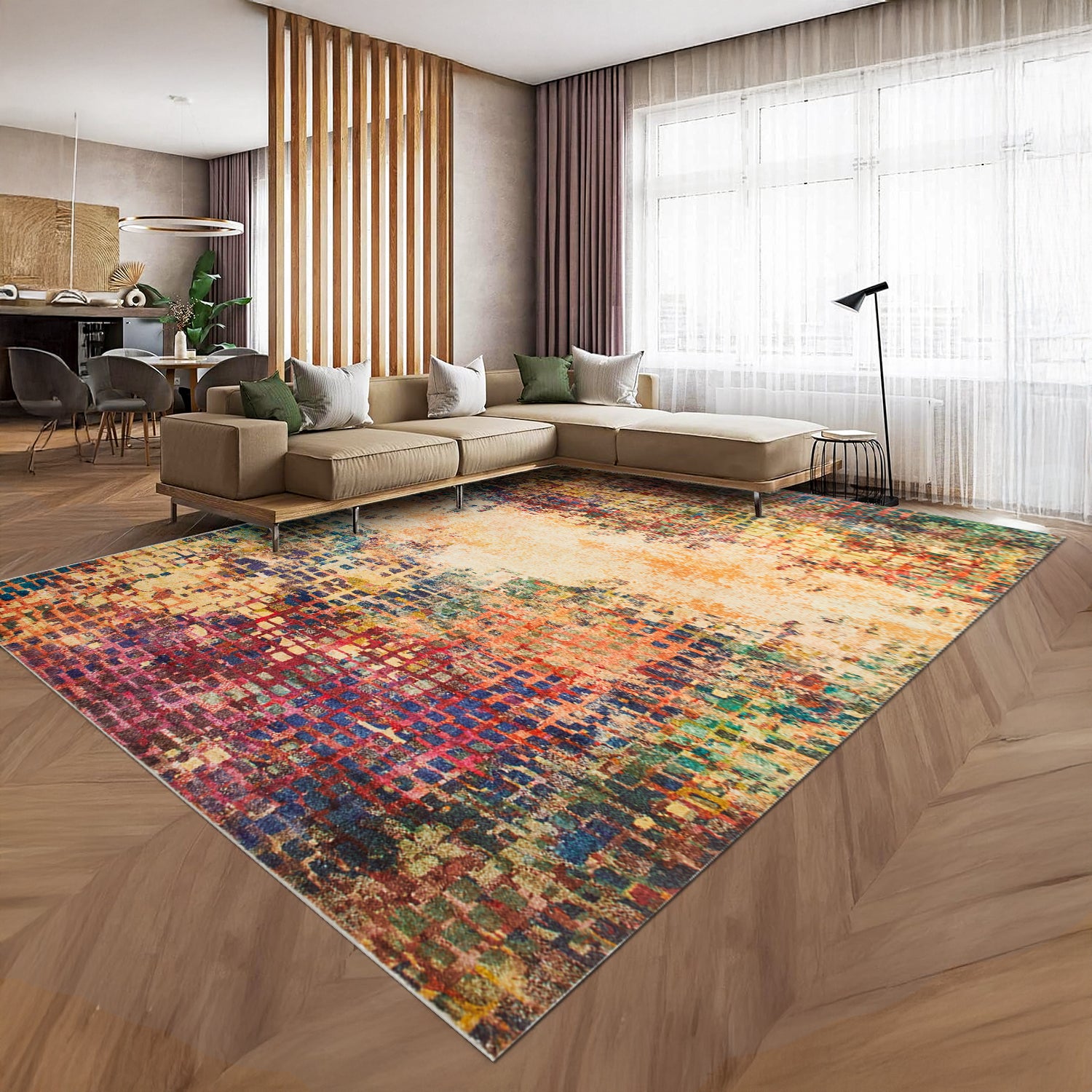 Large Dining Room Area Rug Vibrant Cashmere