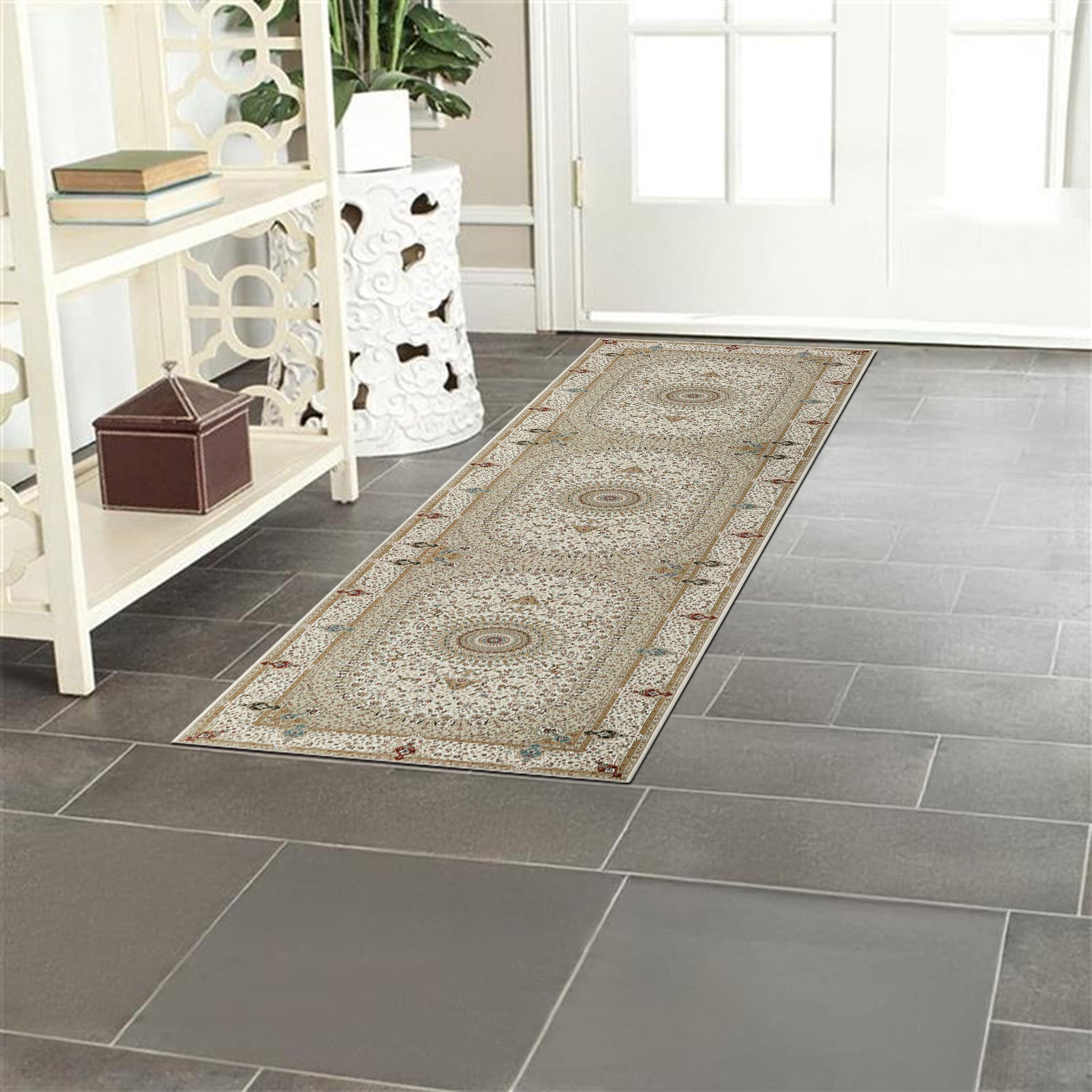Large Boho Runner Rug Beige